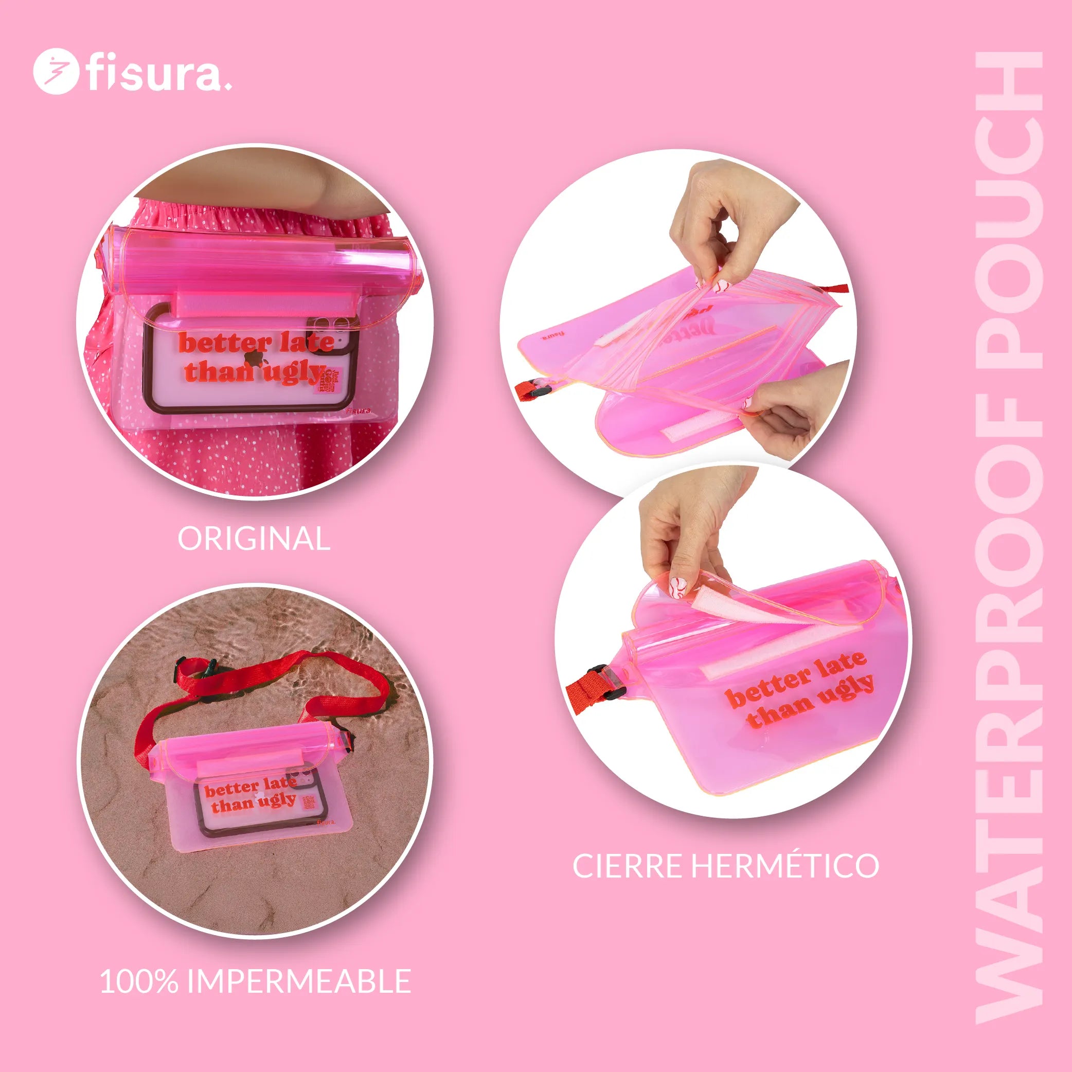 Riñonera estanca “Better late than ugly”