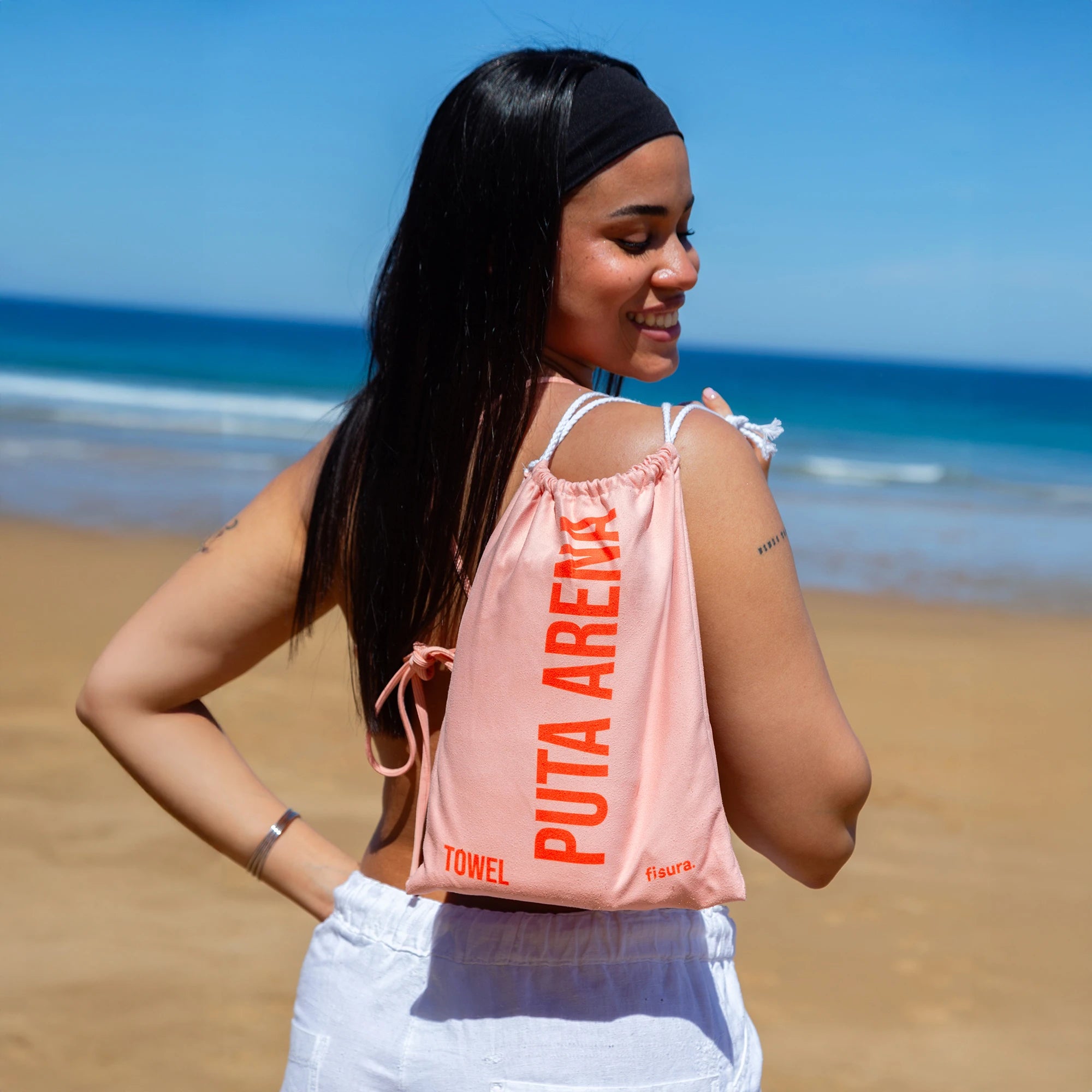 Toalla playa "puta arena" naranja