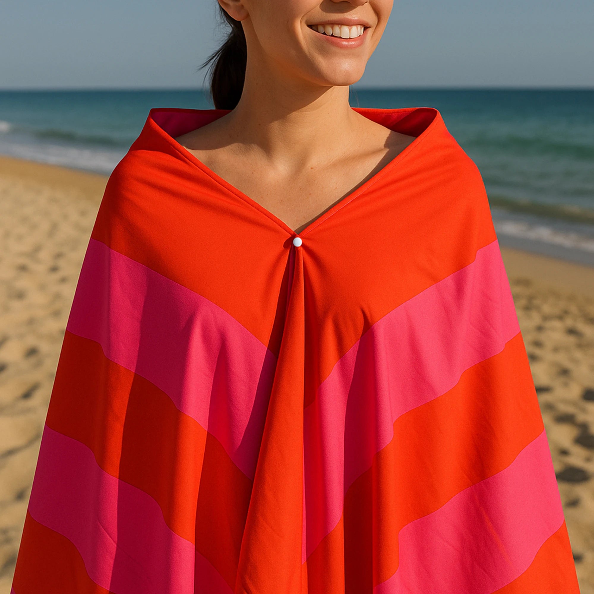 Toalla playa "better late than ugly" rosa y rojo