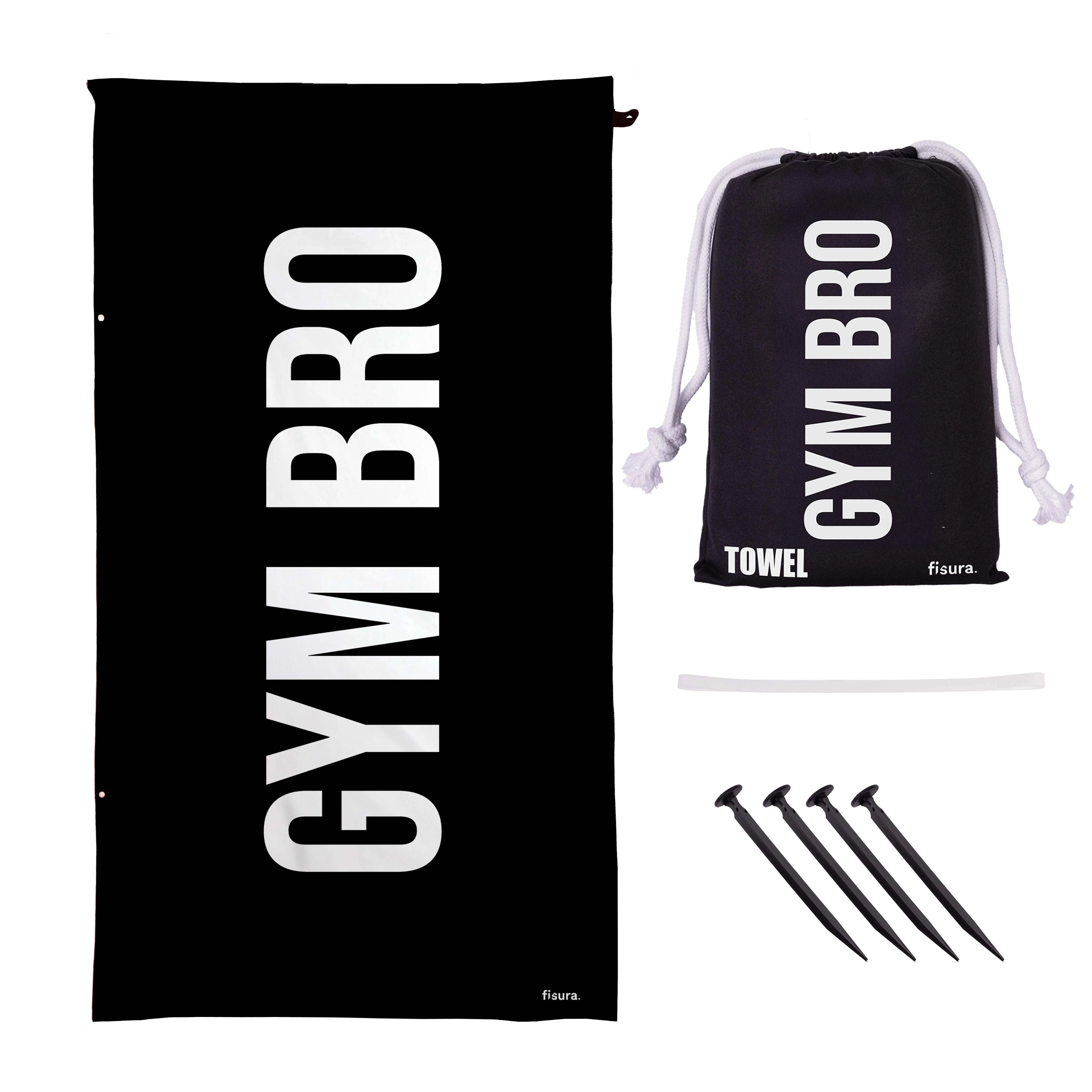 Toalla playa "gym bro" negro y blanco