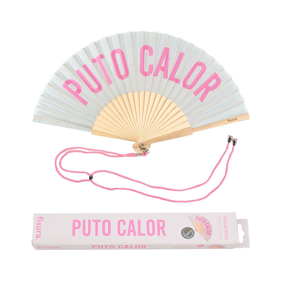 Abanico "Puto calor" gris