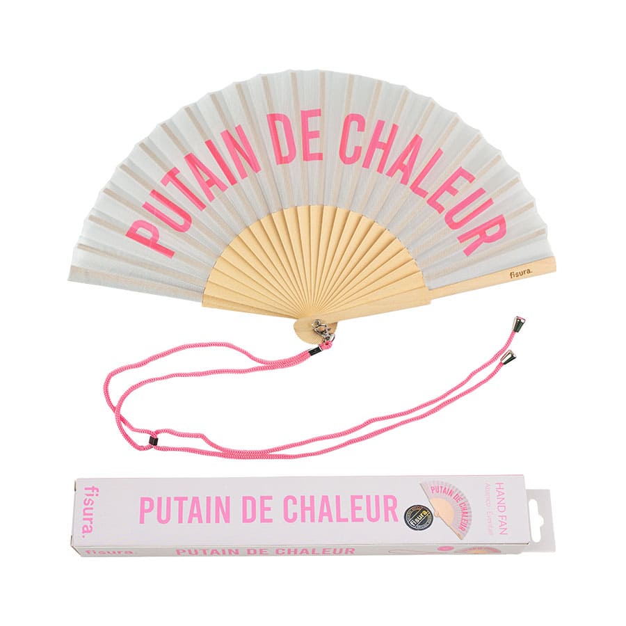 Abanico "Putain de chaleur" gris