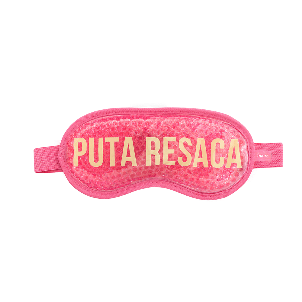 Antifaz de gel “Puta resaca” rosa