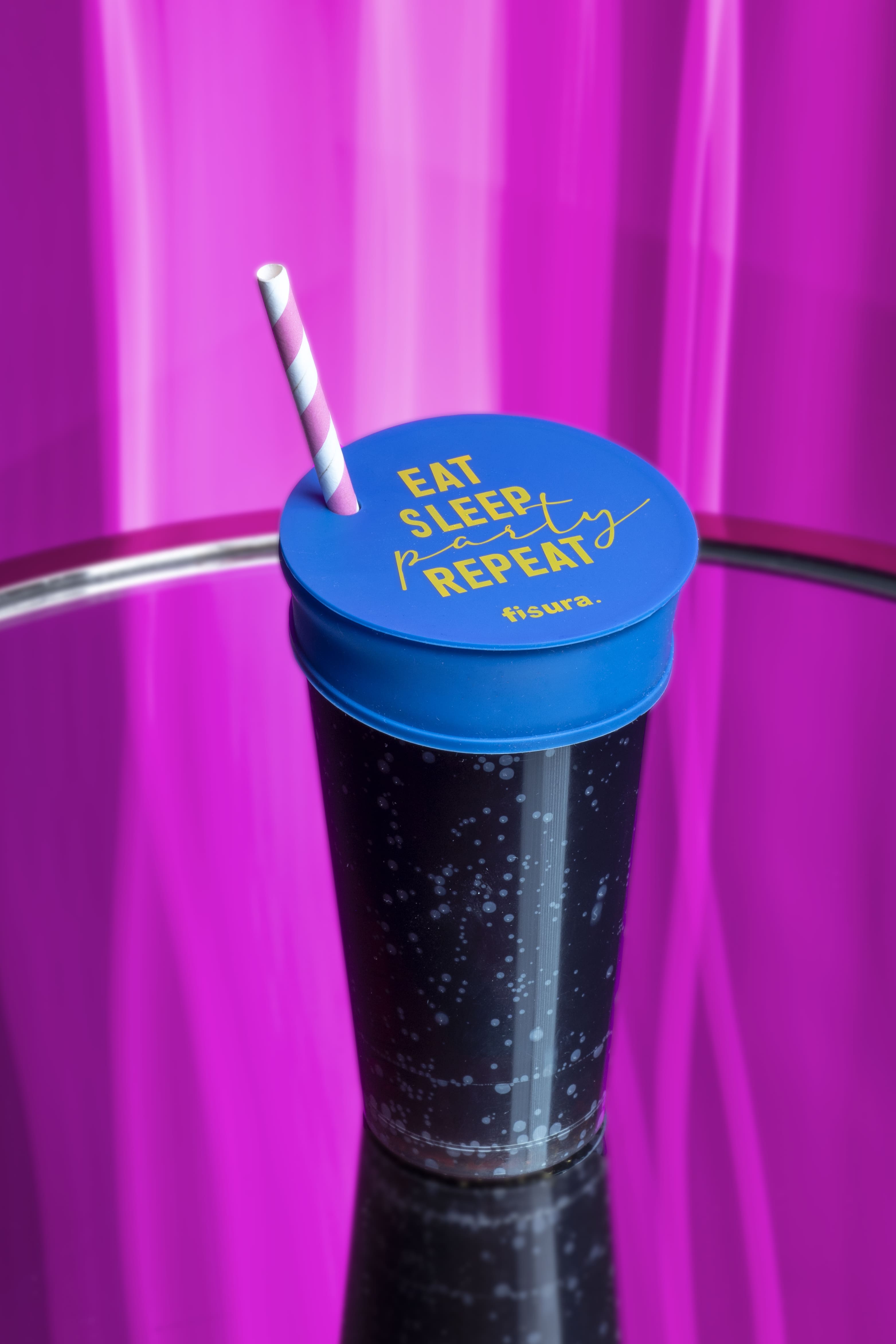Tapa vasos antidroga “Eat, Sleep, Party, Repeat” 5 unidades
