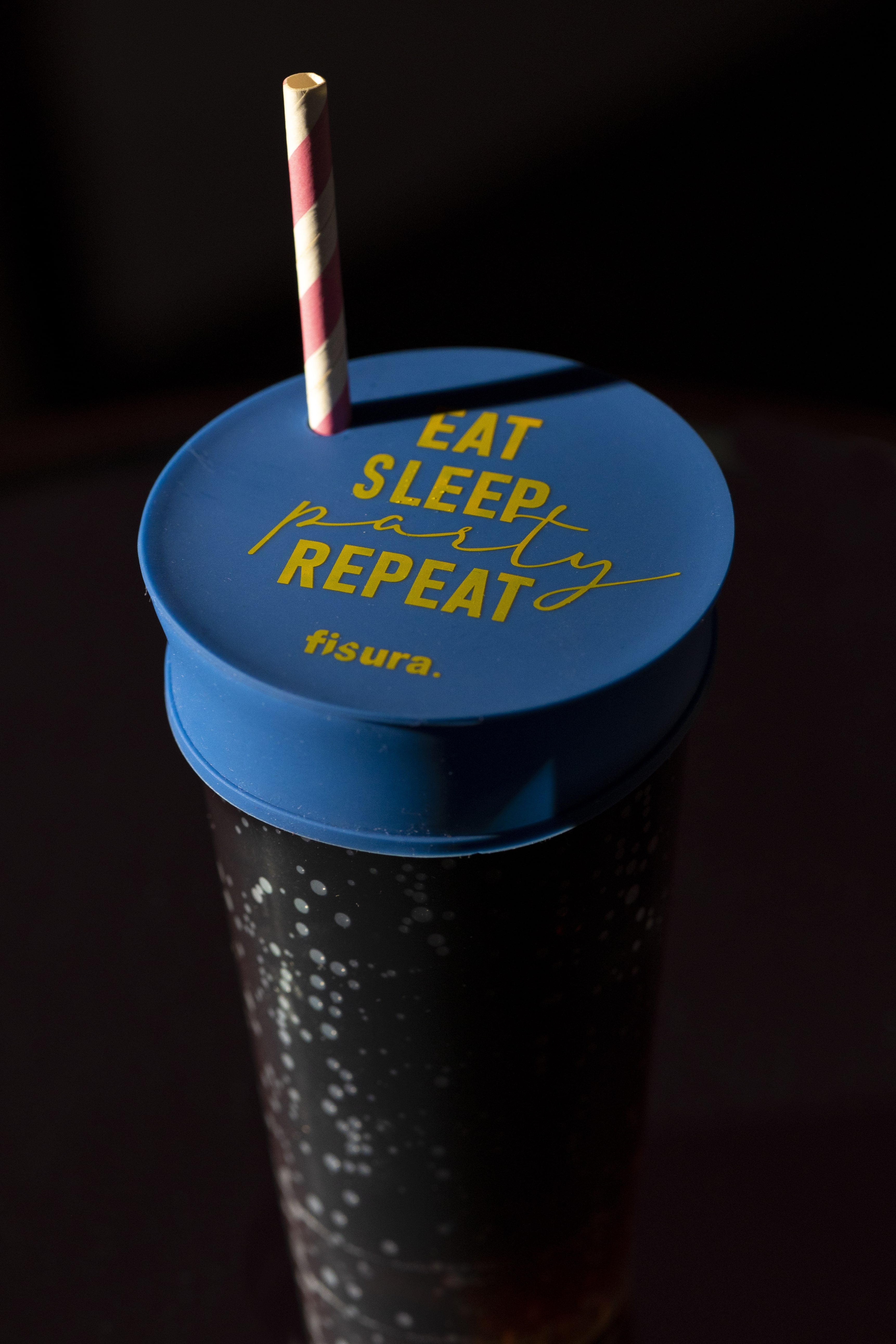 Tapa vasos antidroga “Eat, Sleep, Party, Repeat” 3 unidades