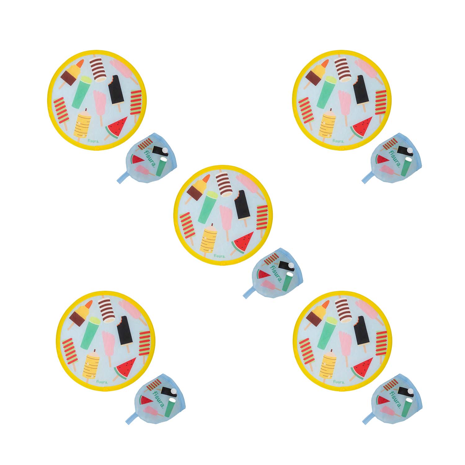 Abanico plegable “helados” pack de 5