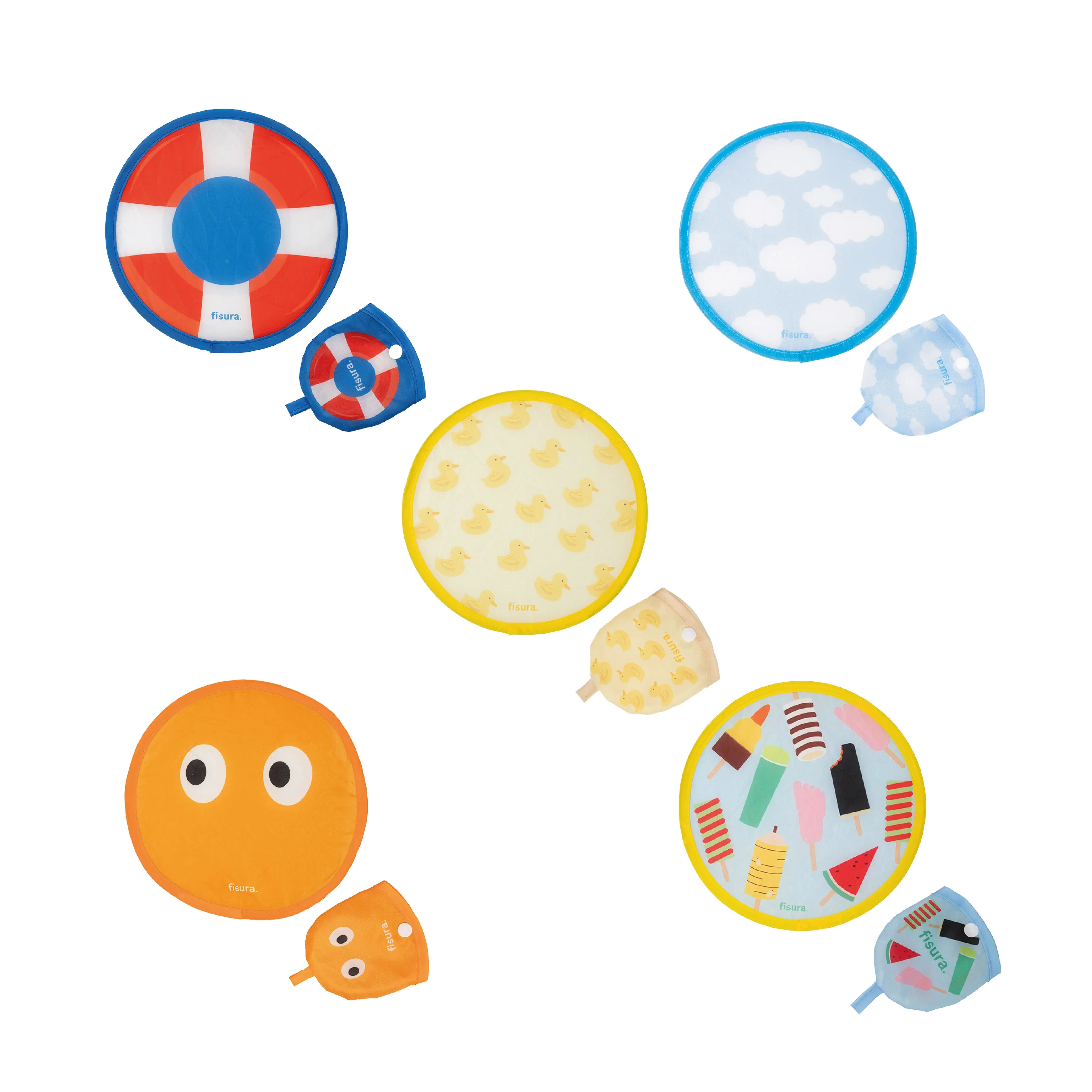 Abanico plegable pack mixto 5 unidades estampados infantiles