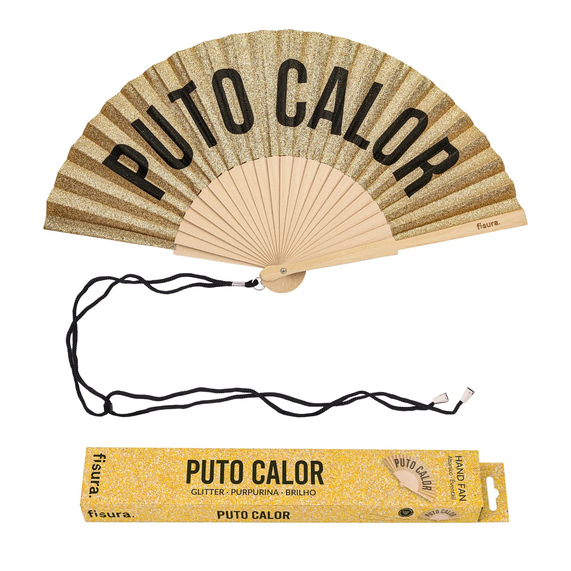 Abanico "Puto calor" purpurina