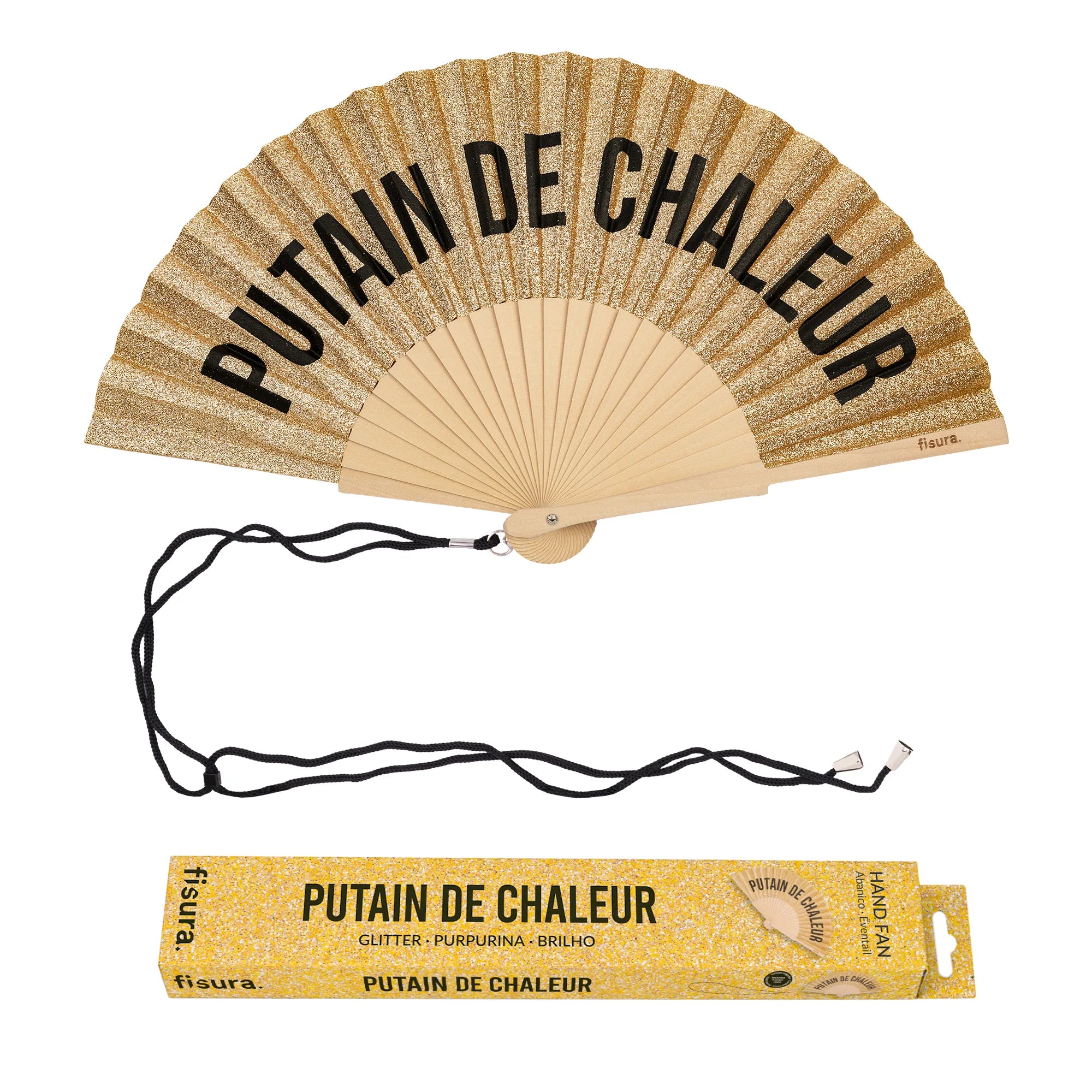 Abanico “Putain de chaleur” purpurina