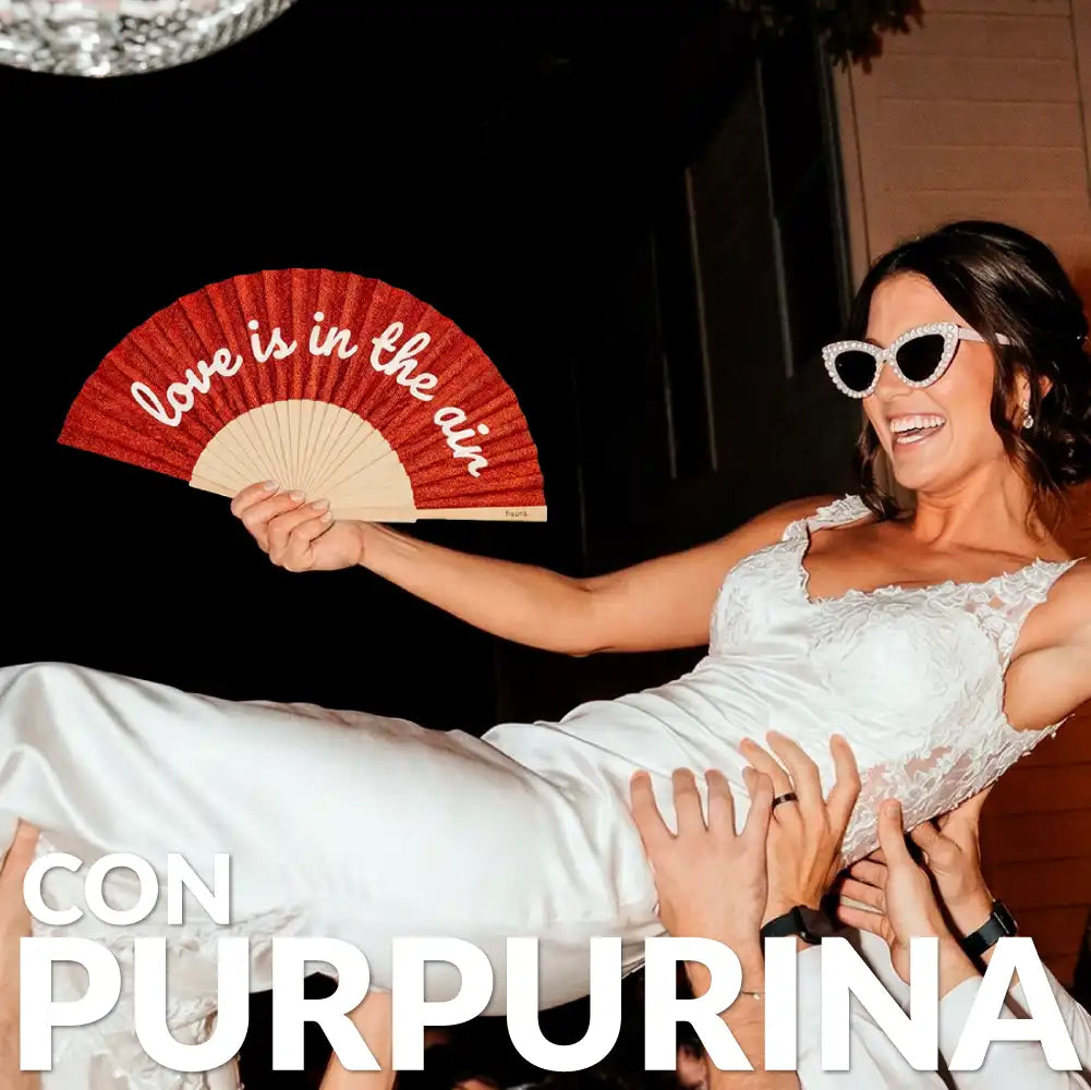 Abanico “Love is in the air” purpurina
