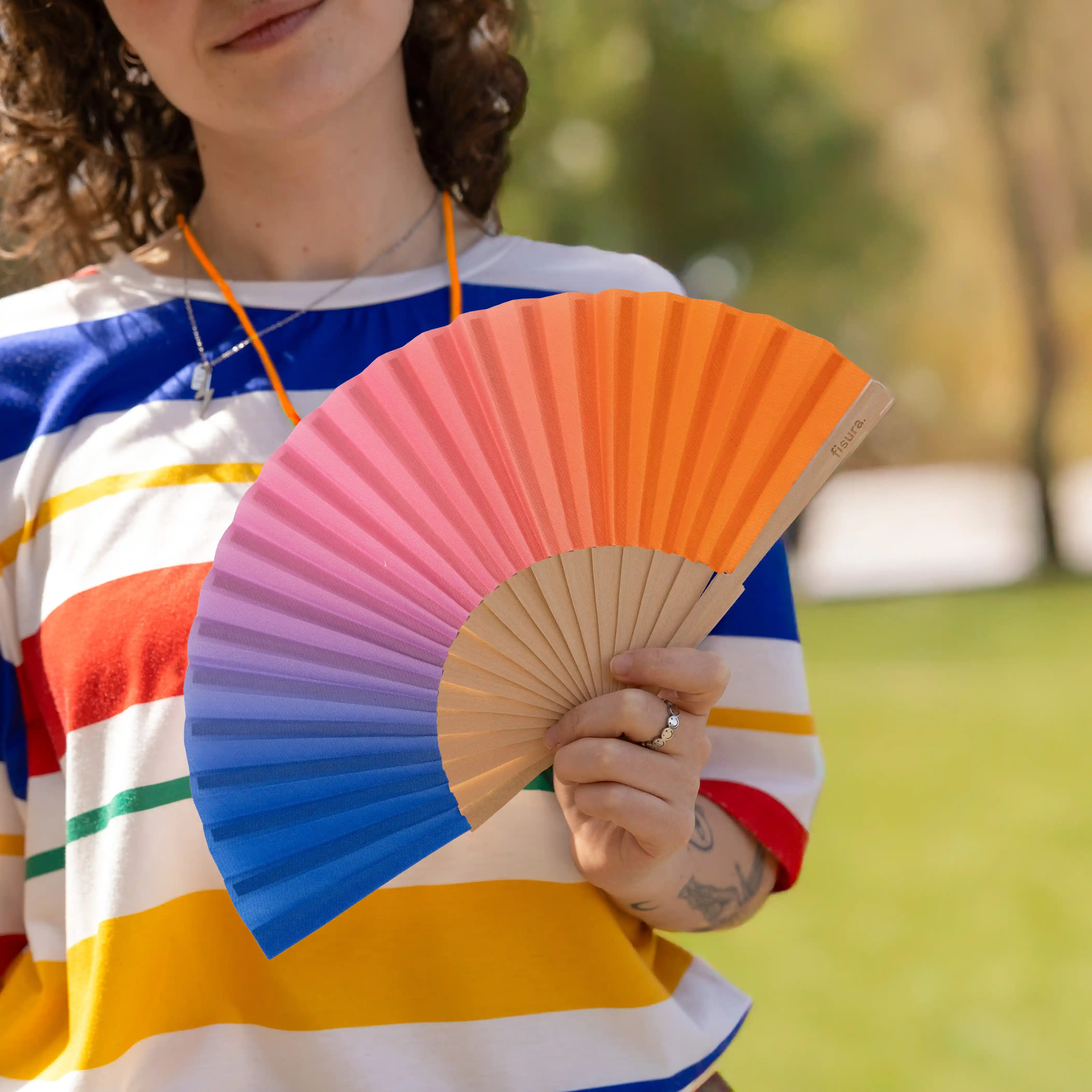 Abanico mini “Degradado” rosa y azul