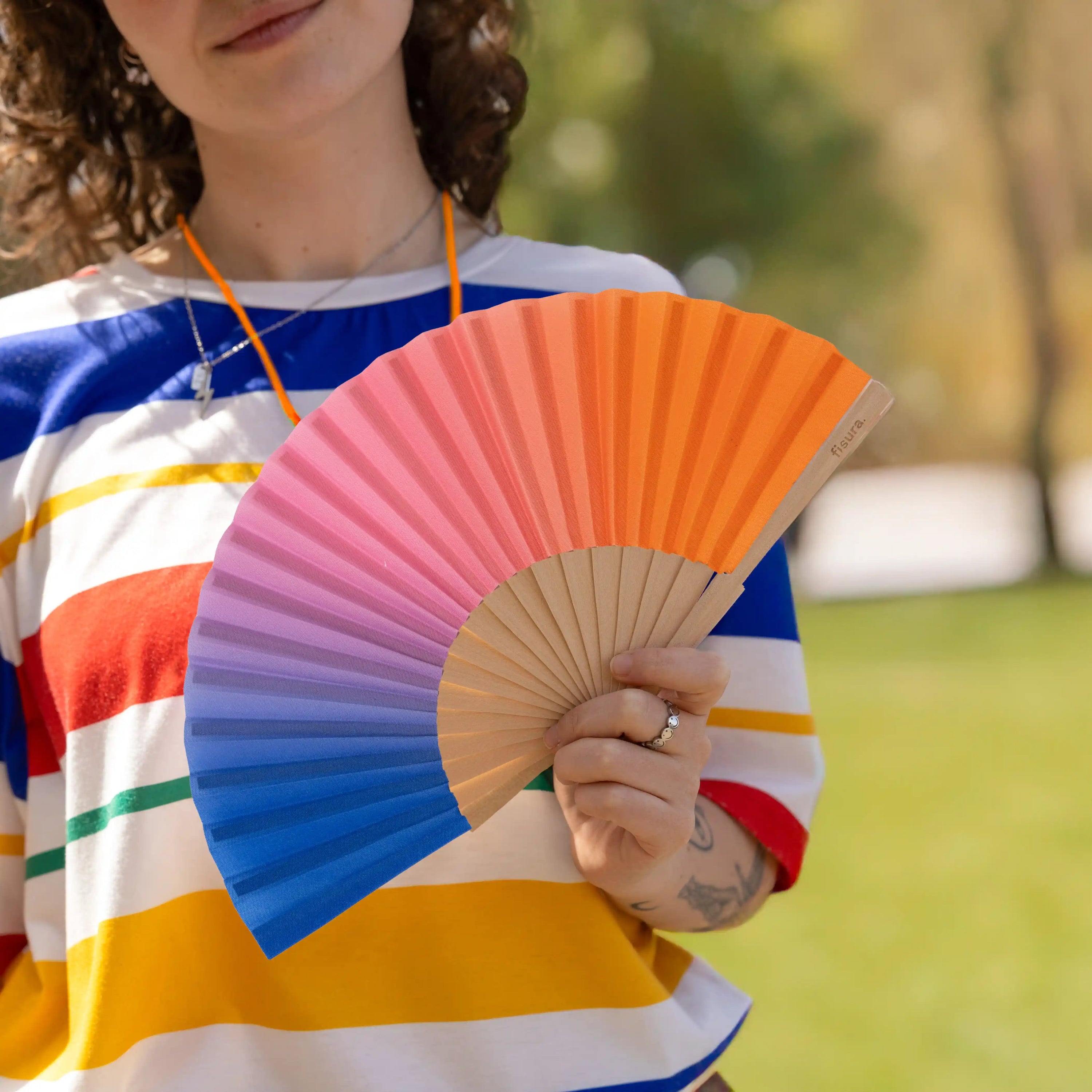 Abanico mini “Degradado” rosa y azul