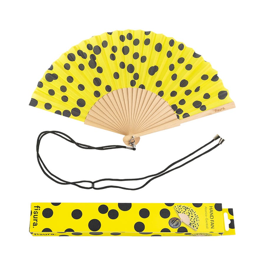 Abanico "lunares" amarillo