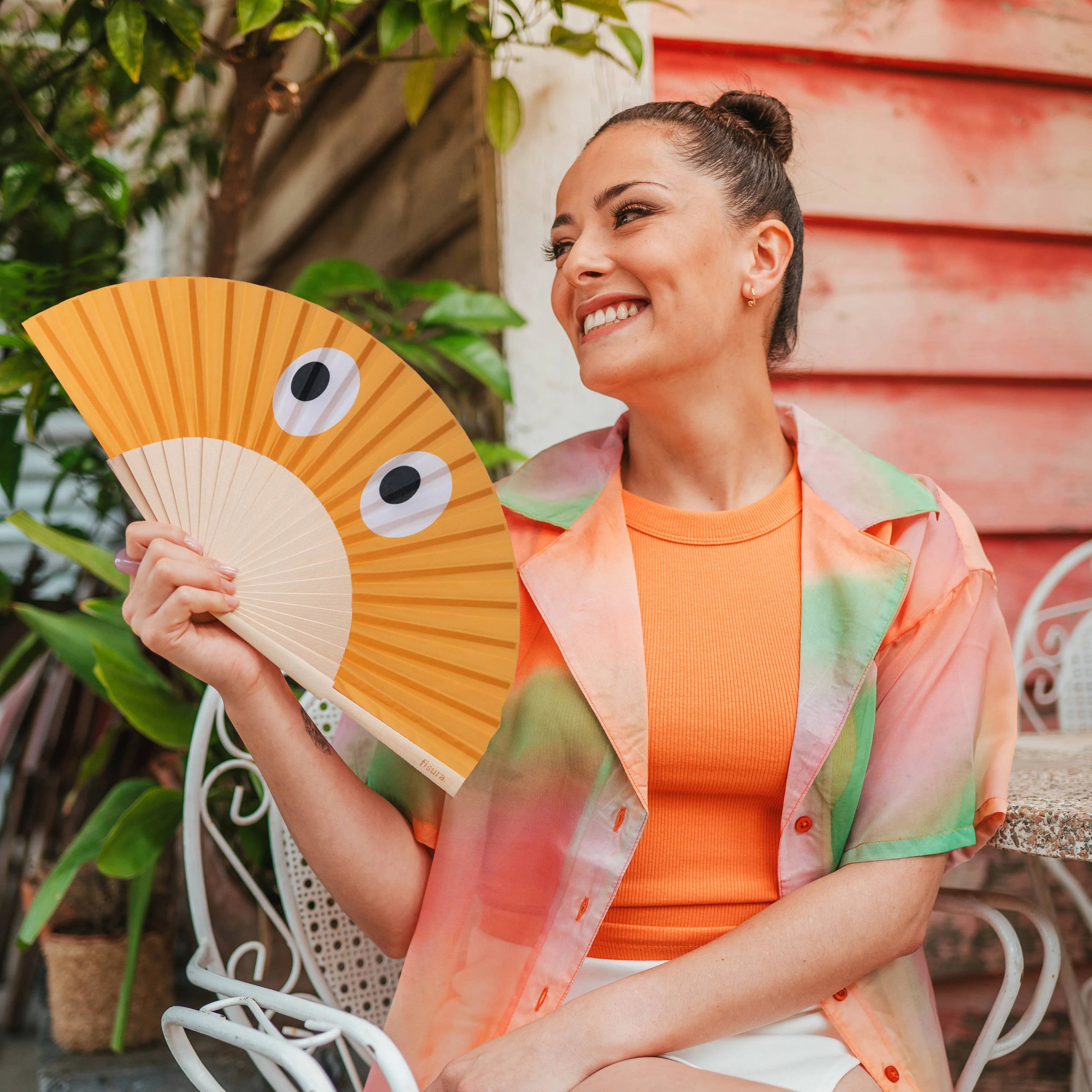 Abanico “Ojos” naranja