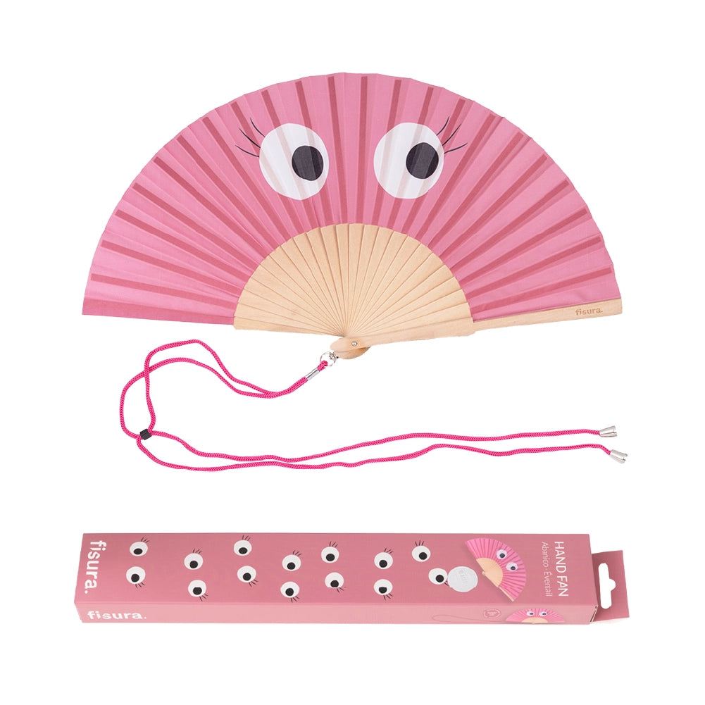 Abanico “Ojos” rosa