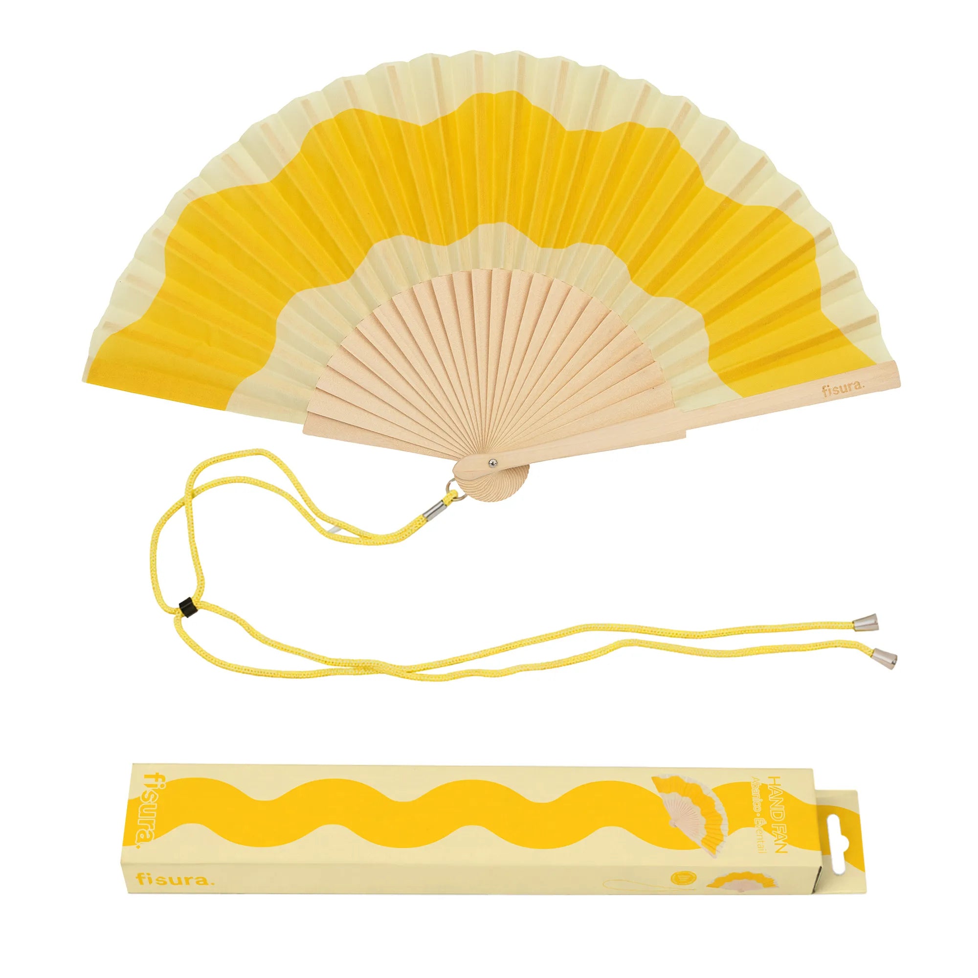 Abanico “Ondas” amarillo