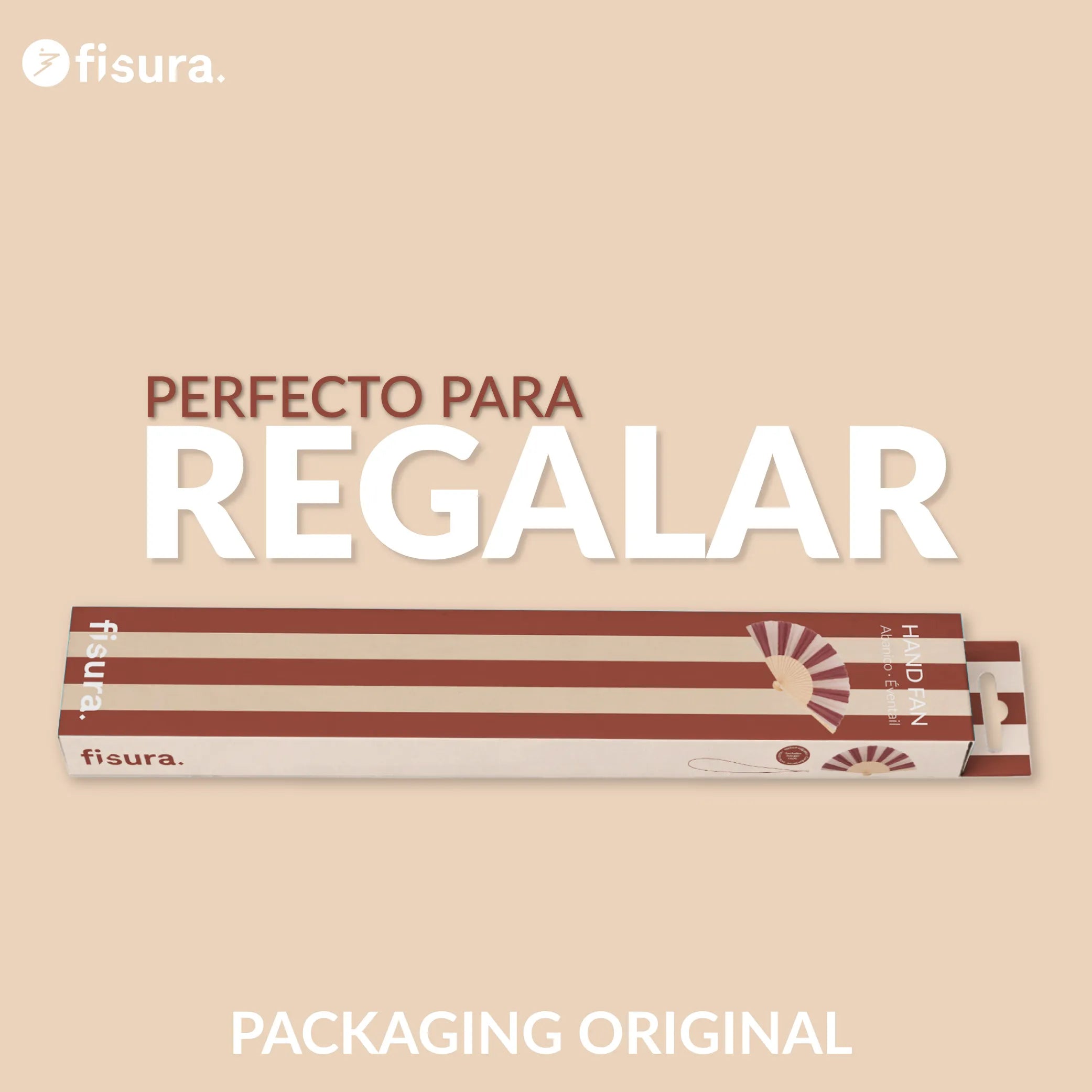 Abanico “Rayas” marrón y beige