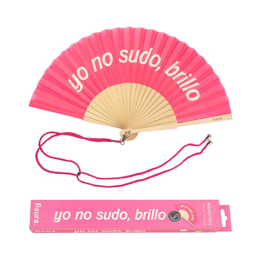 Abanico "Yo no sudo, brillo" rosa