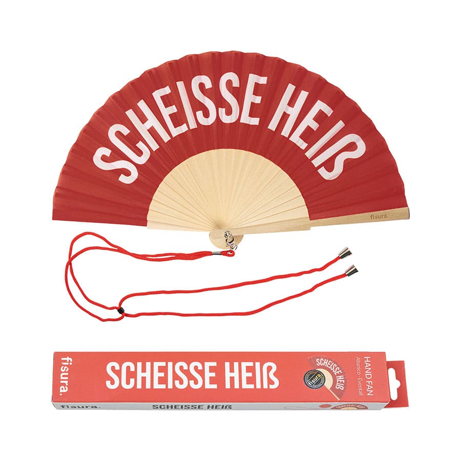 Abanico "Scheisse heiß" rojo
