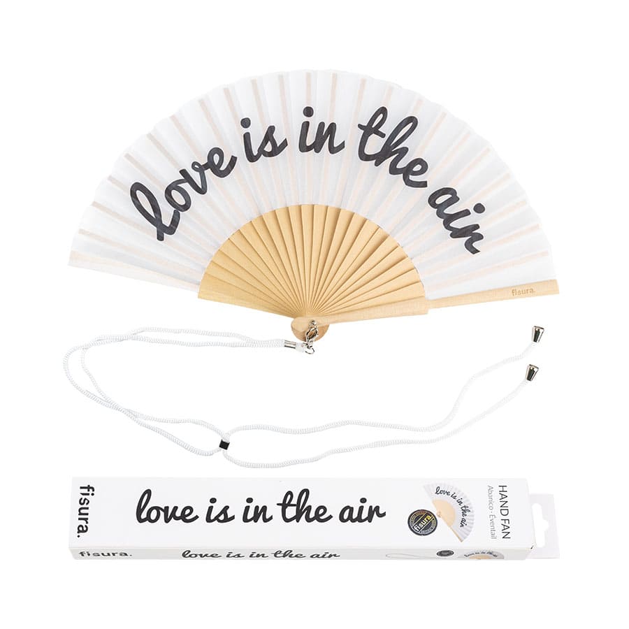 Abanico "Love is in the air" blanco