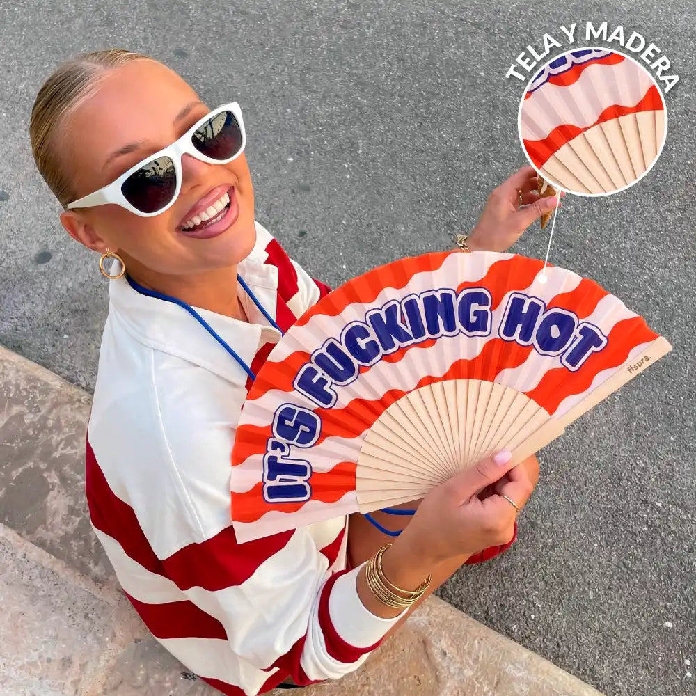 Abanico “It’s fucking hot” ondas rojas