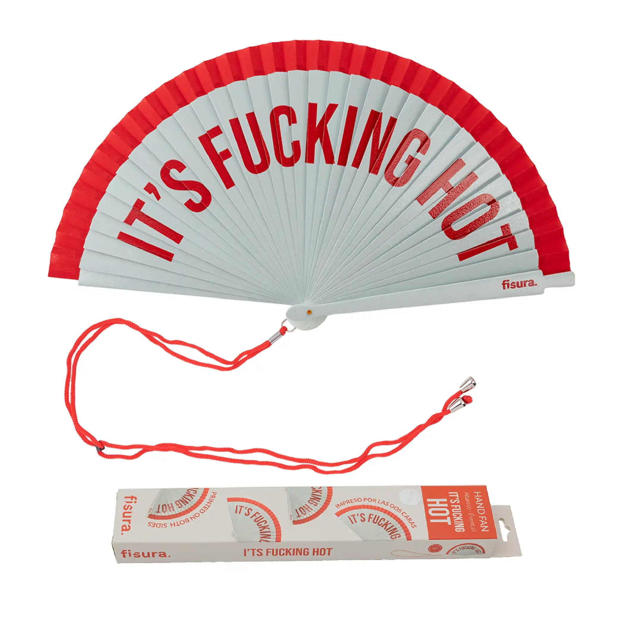 Abanico pintado "It’s fucking hot" rojo