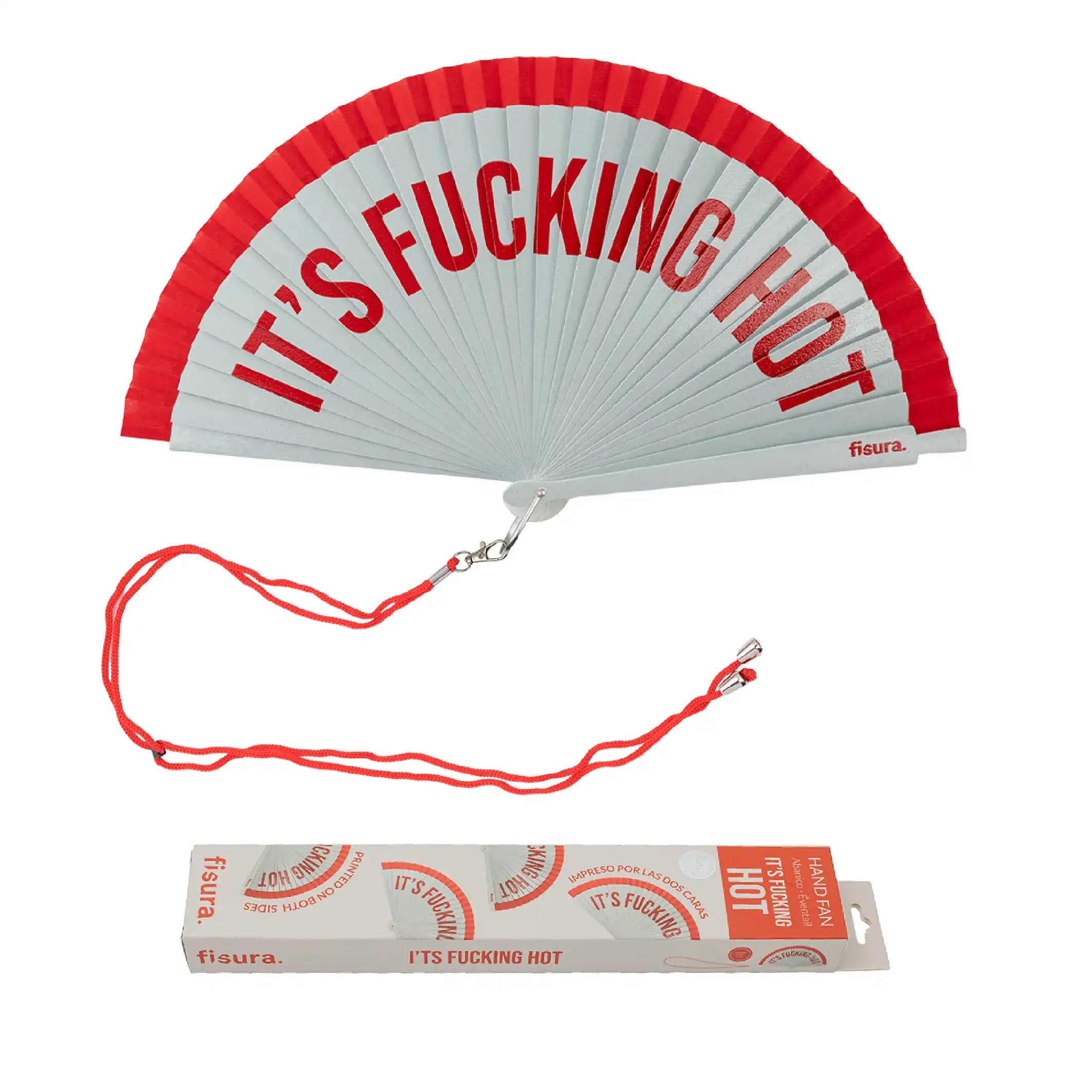 Abanico pintado "It’s fucking hot" rojo
