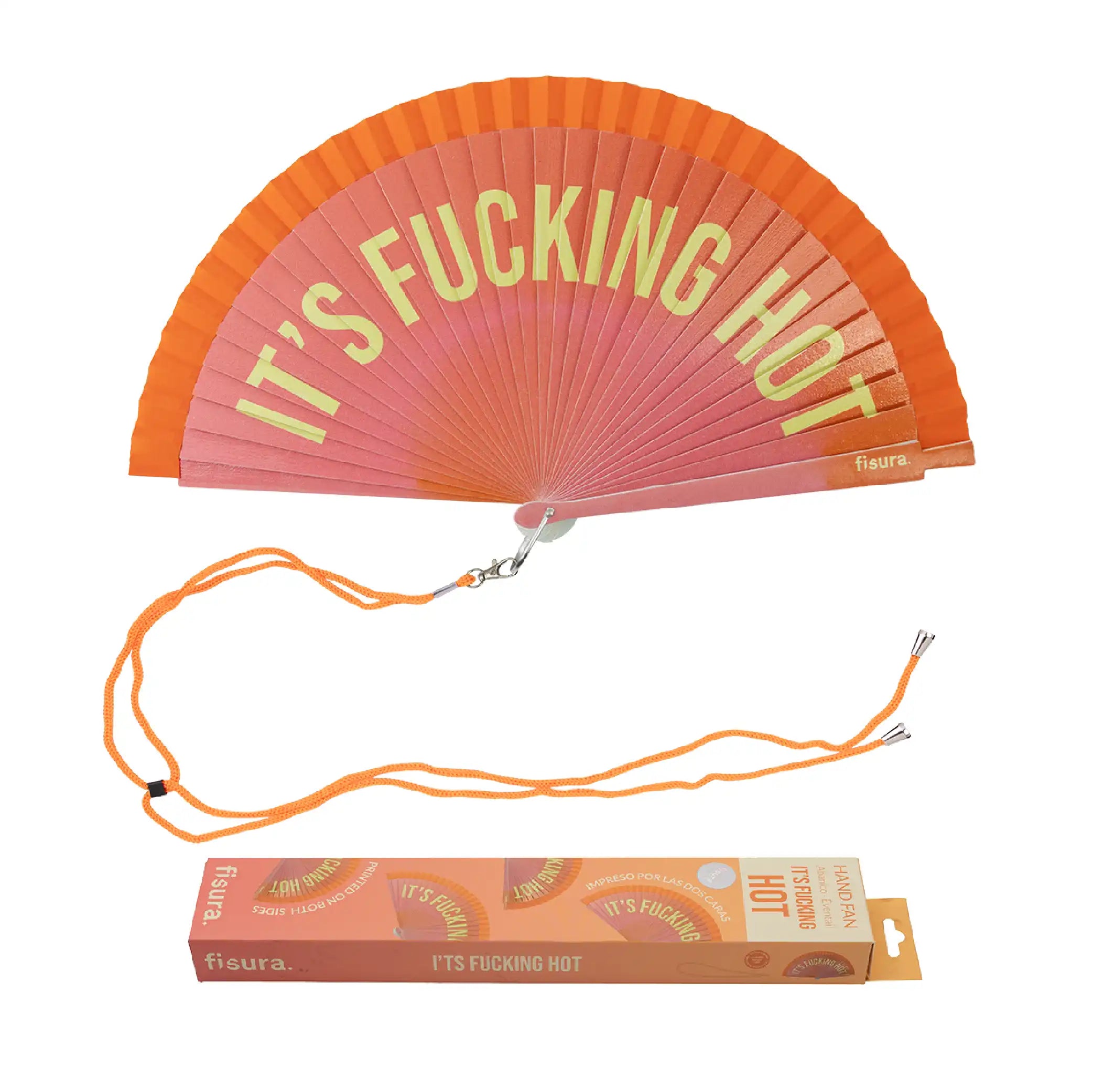 Abanico pintado "I'm fucking hot" degradado naranja
