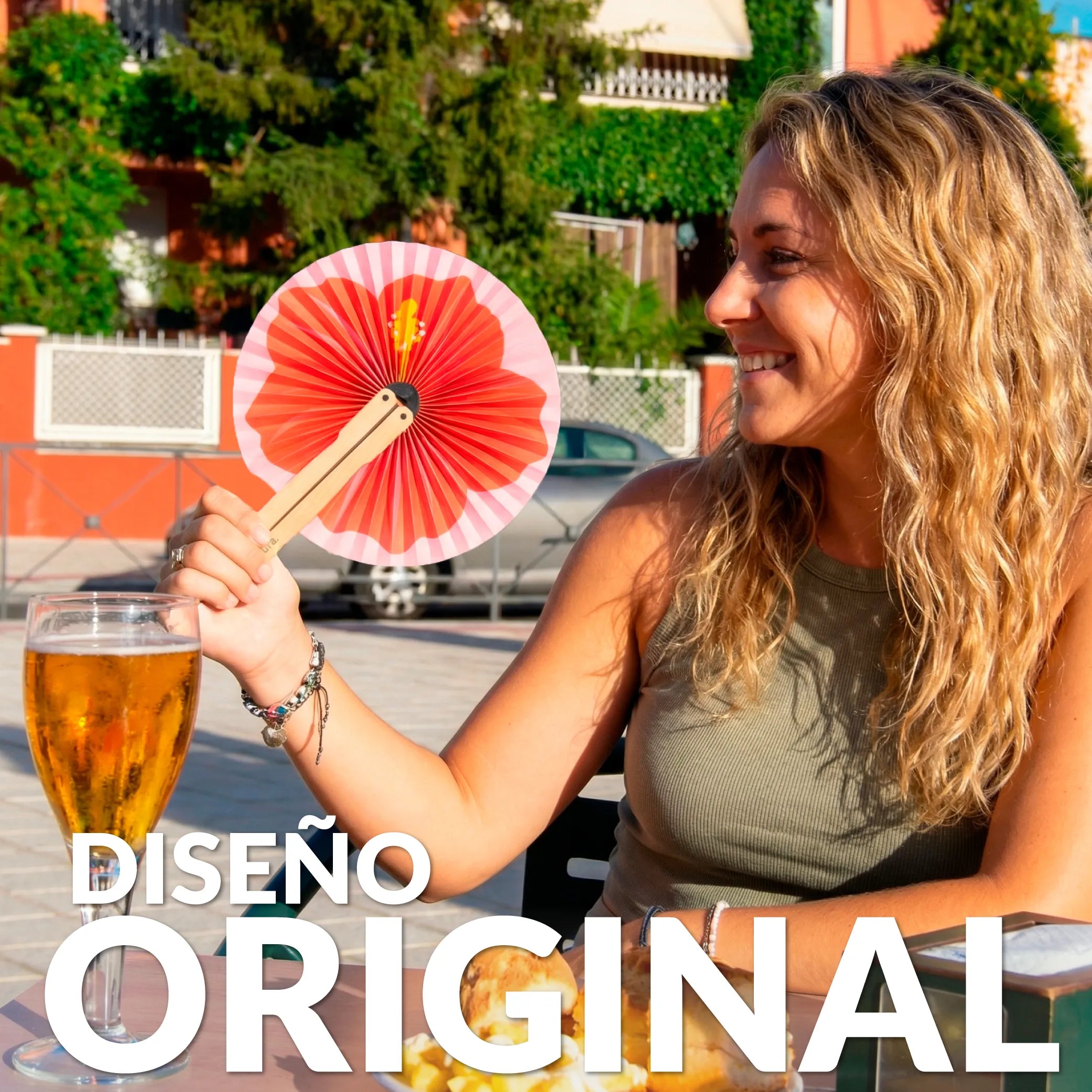 Handfächer Pai Pai „Flor hawaina“