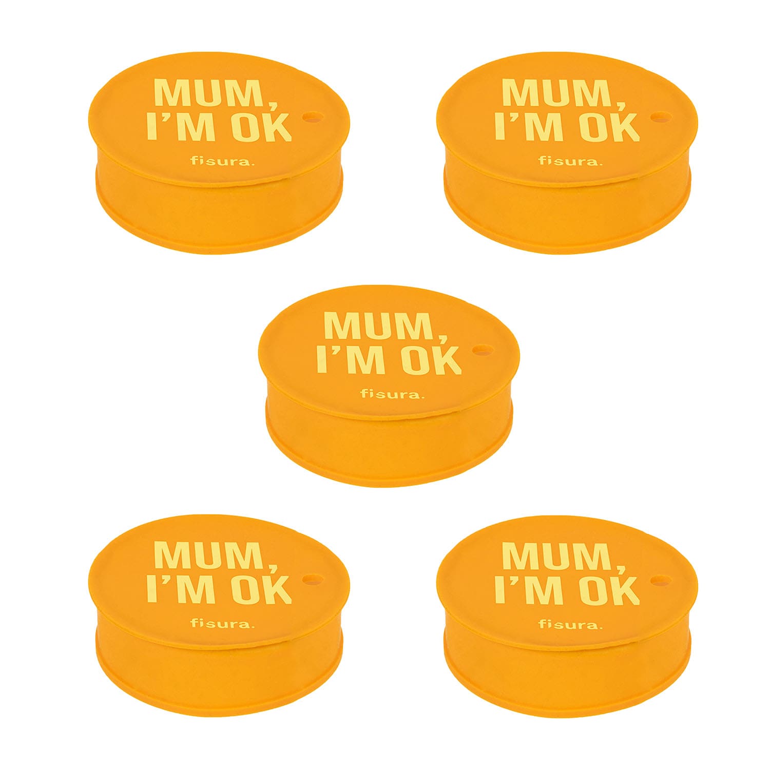 Tapa vasos antidroga “Mum I'm ok” 5 unidades