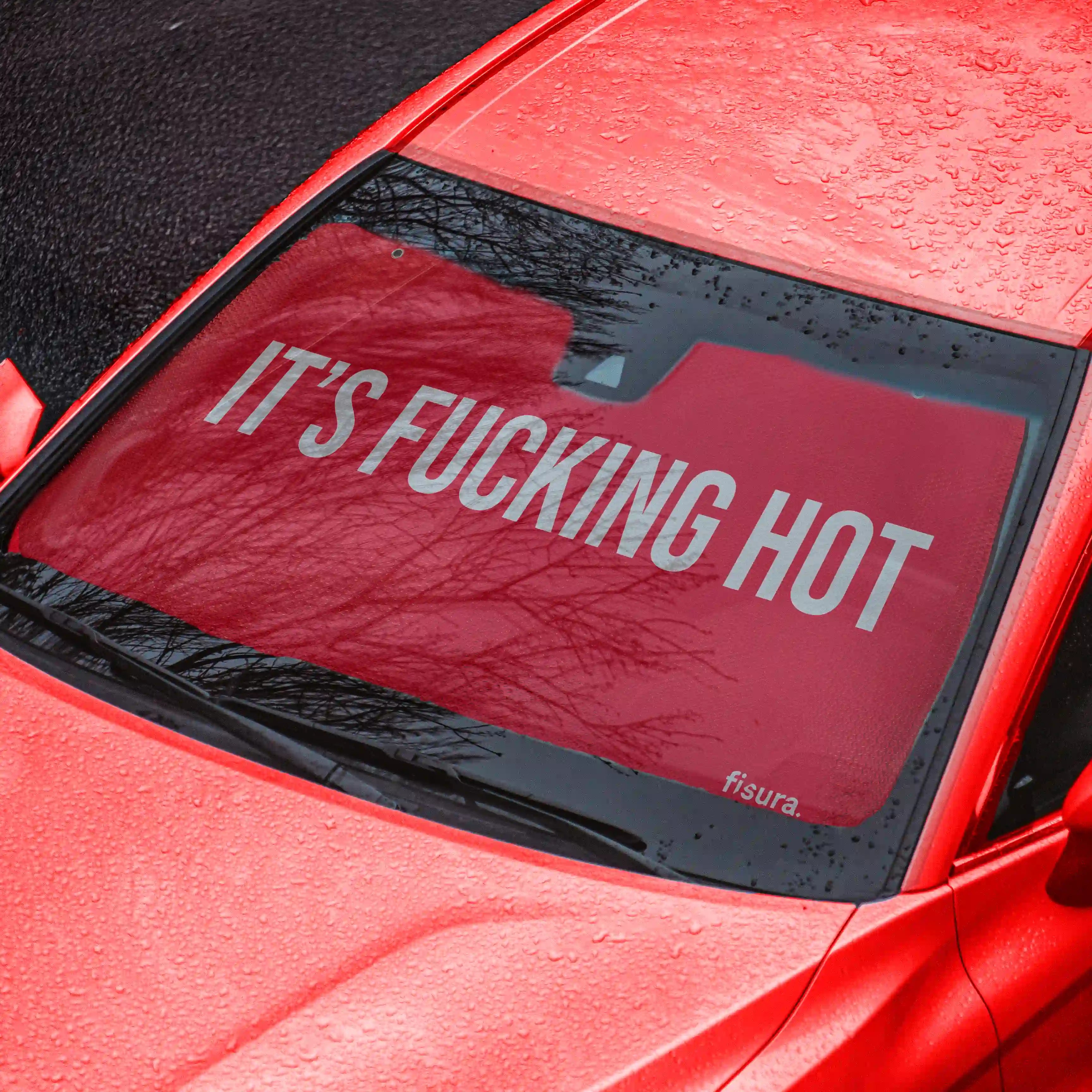 Parasol coche “It’s fucking hot” rojo