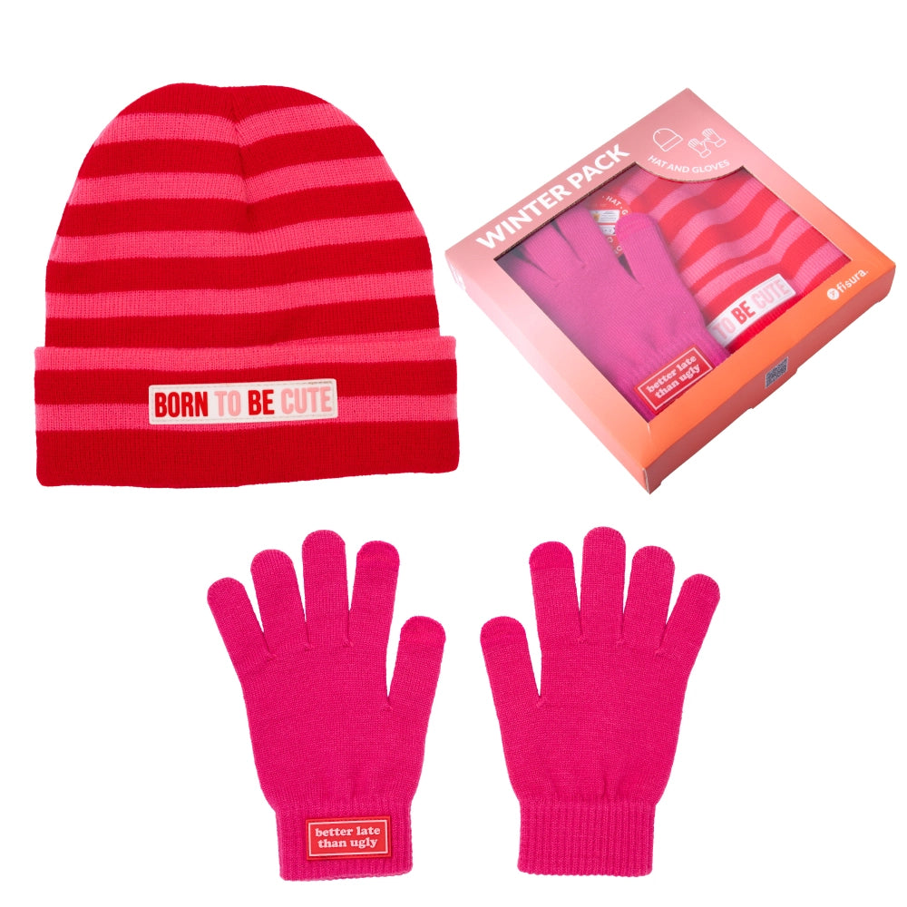 Pack de gorro y guantes "Better late than ugly"