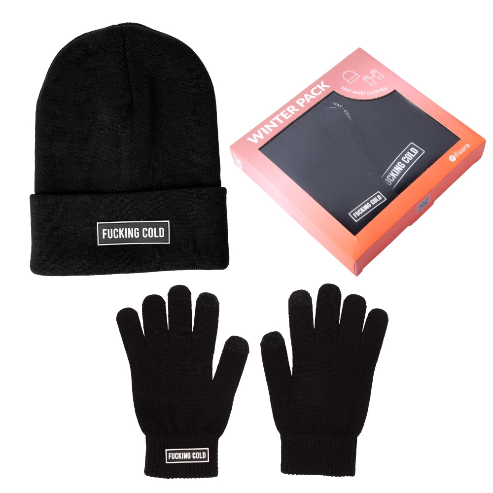 Pack de gorro y guantes "Fucking cold"