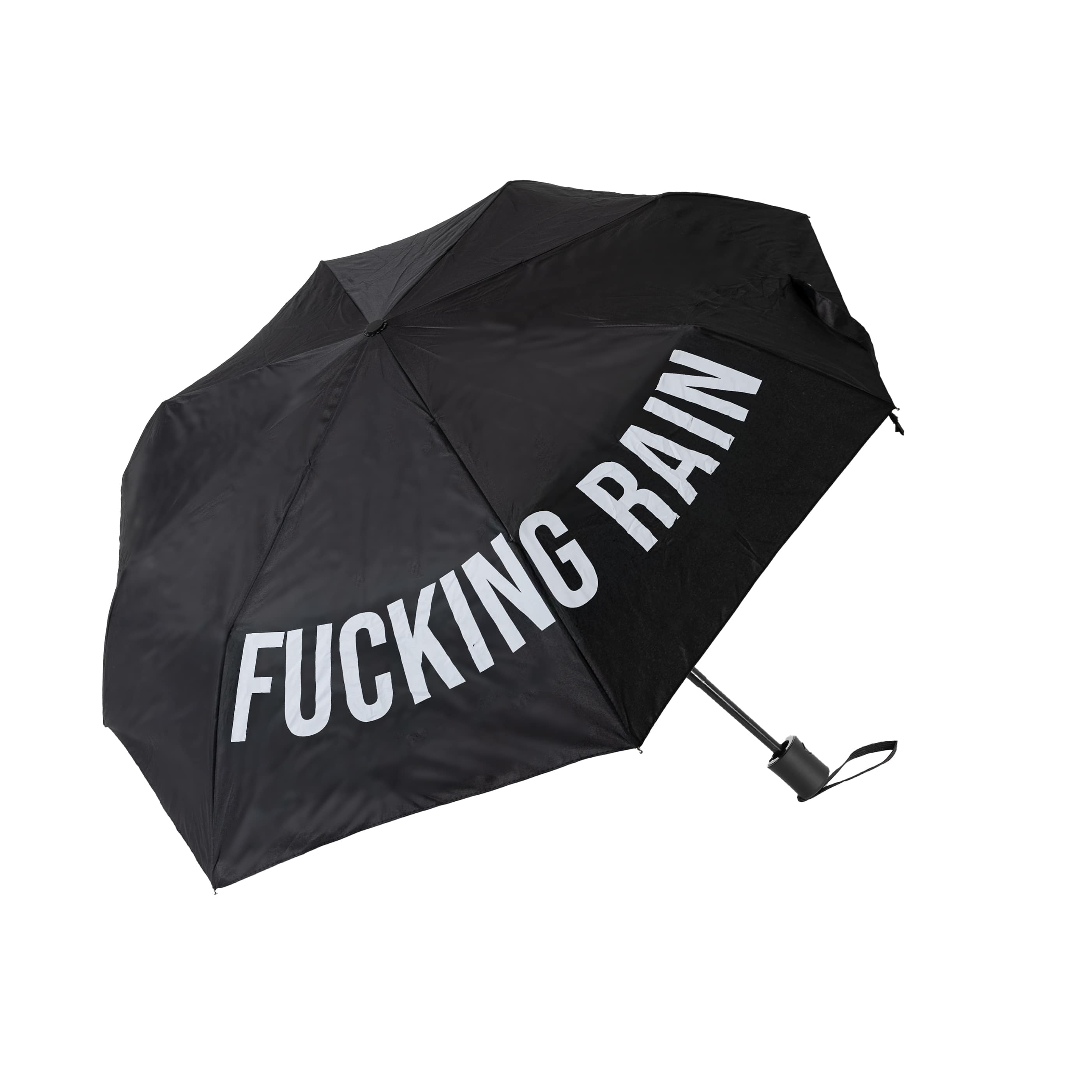 Paraguas plegable "Fucking Rain" negro