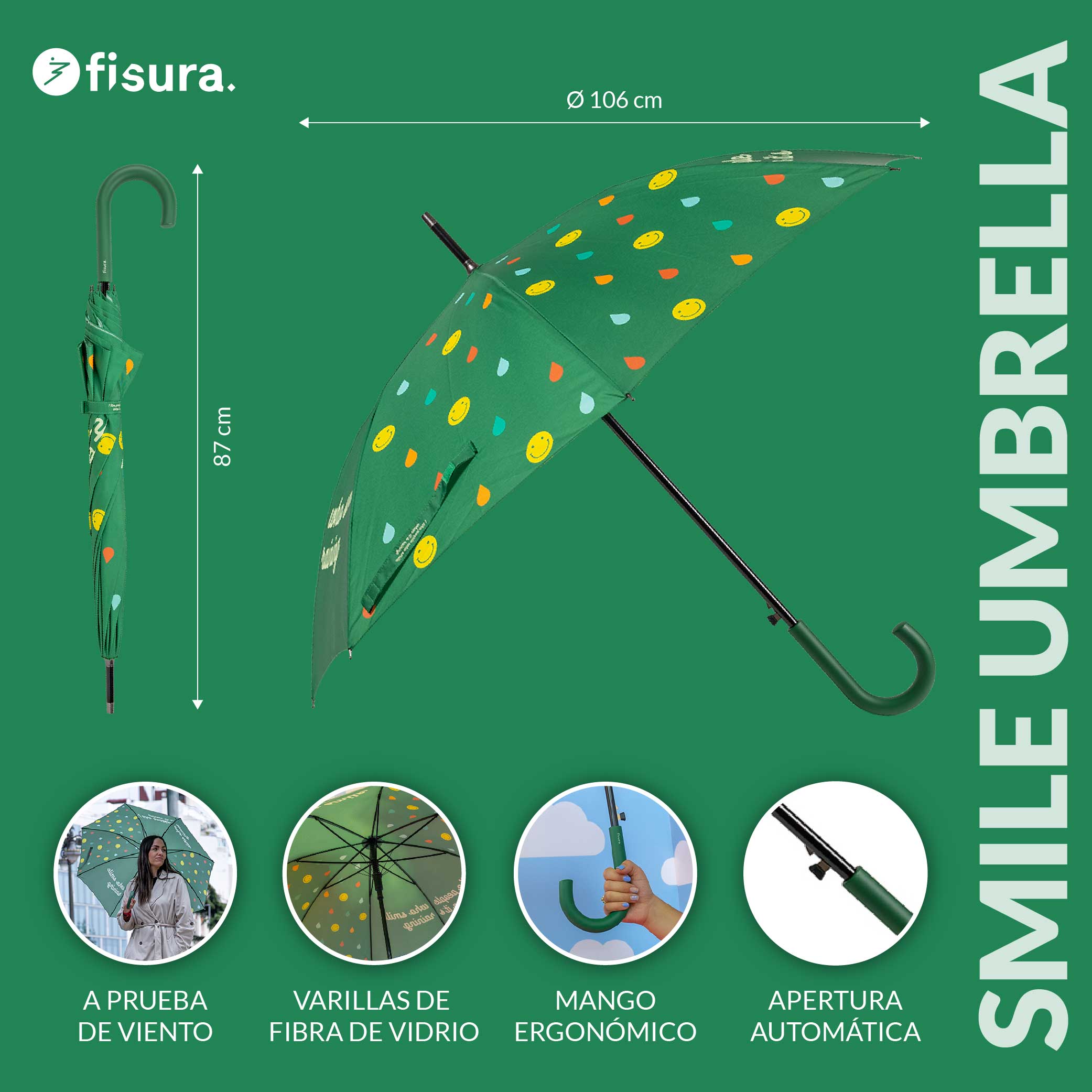 Paraguas "I like people who smile when it's raining"