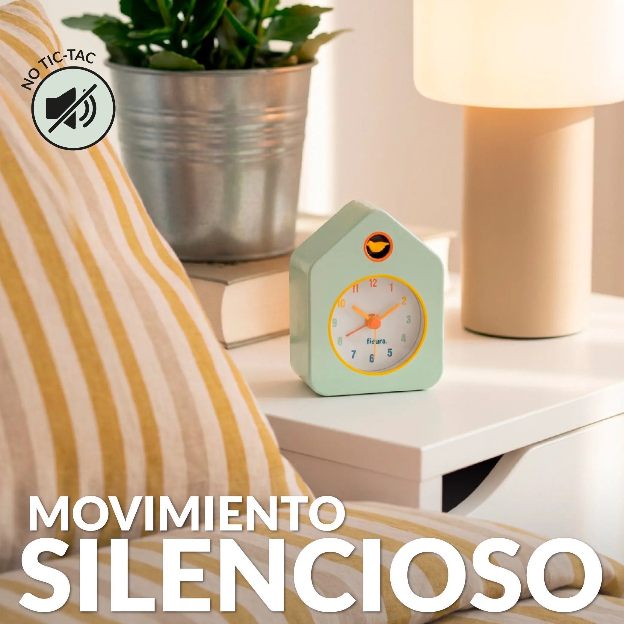 Reloj despertador casita mini verde menta