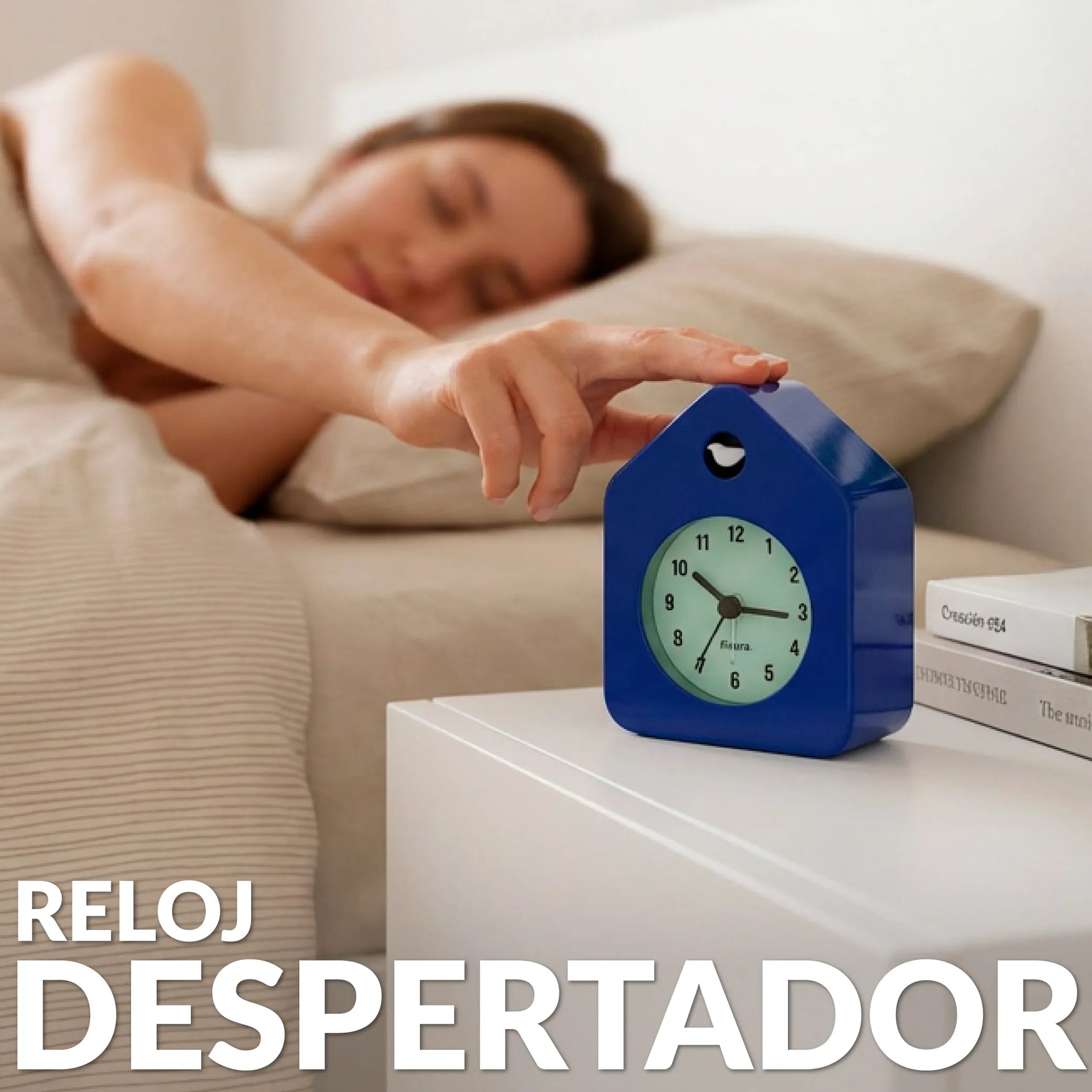 Reloj despertador casita mini azul