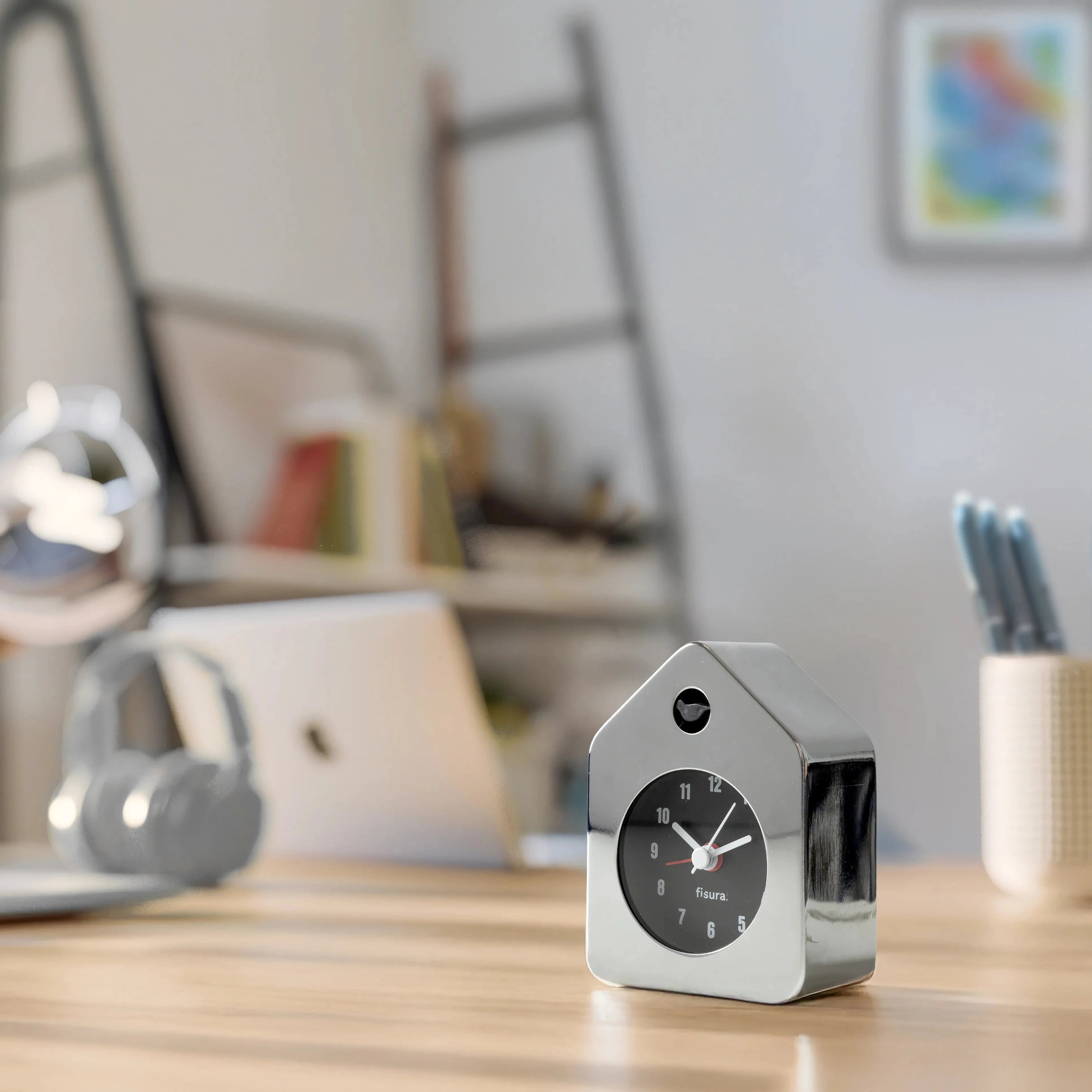 Reloj despertador casita mini cromo