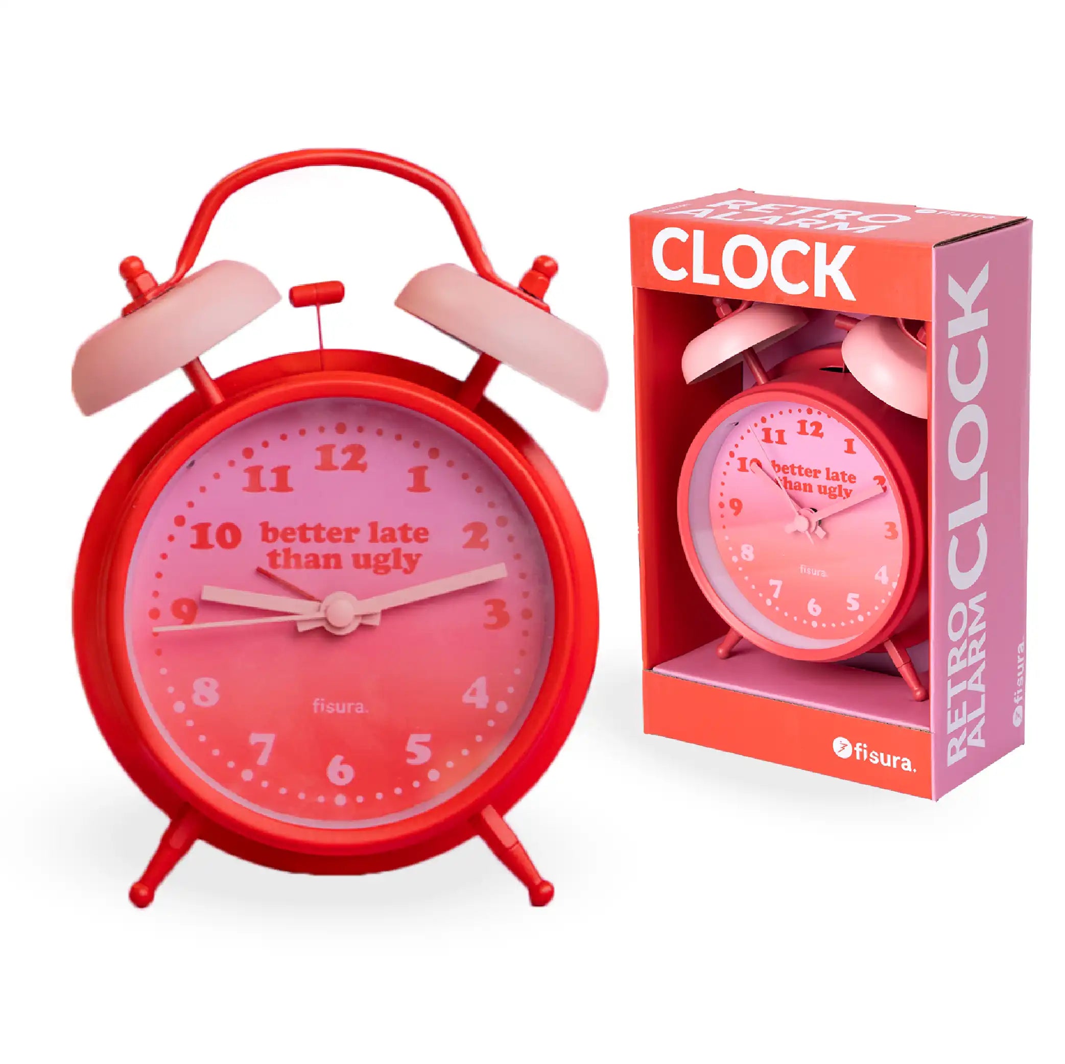 Reloj despertador Retro "Better late than ugly"