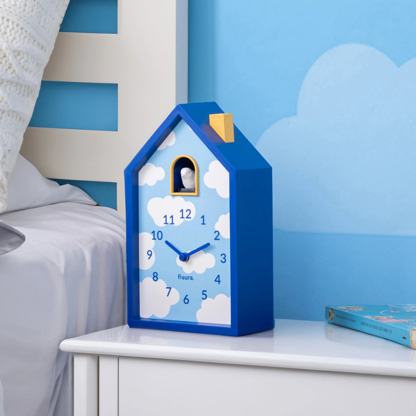 Reloj despertador cuco casita nubes