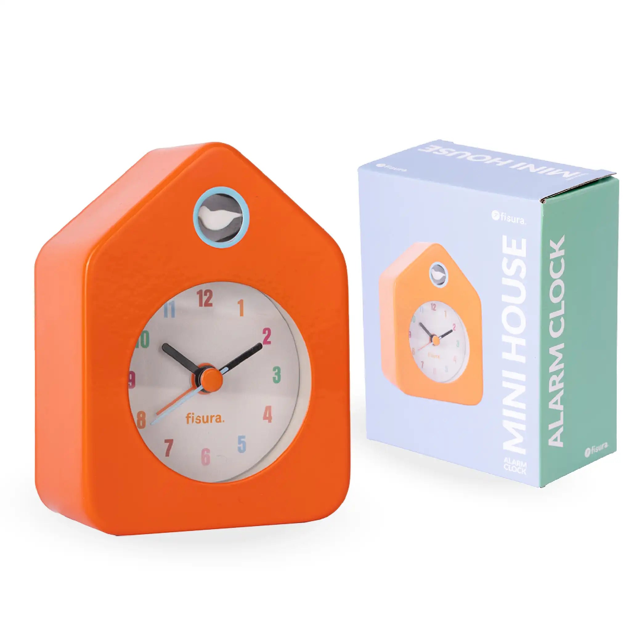 Reloj despertador casita mini naranja