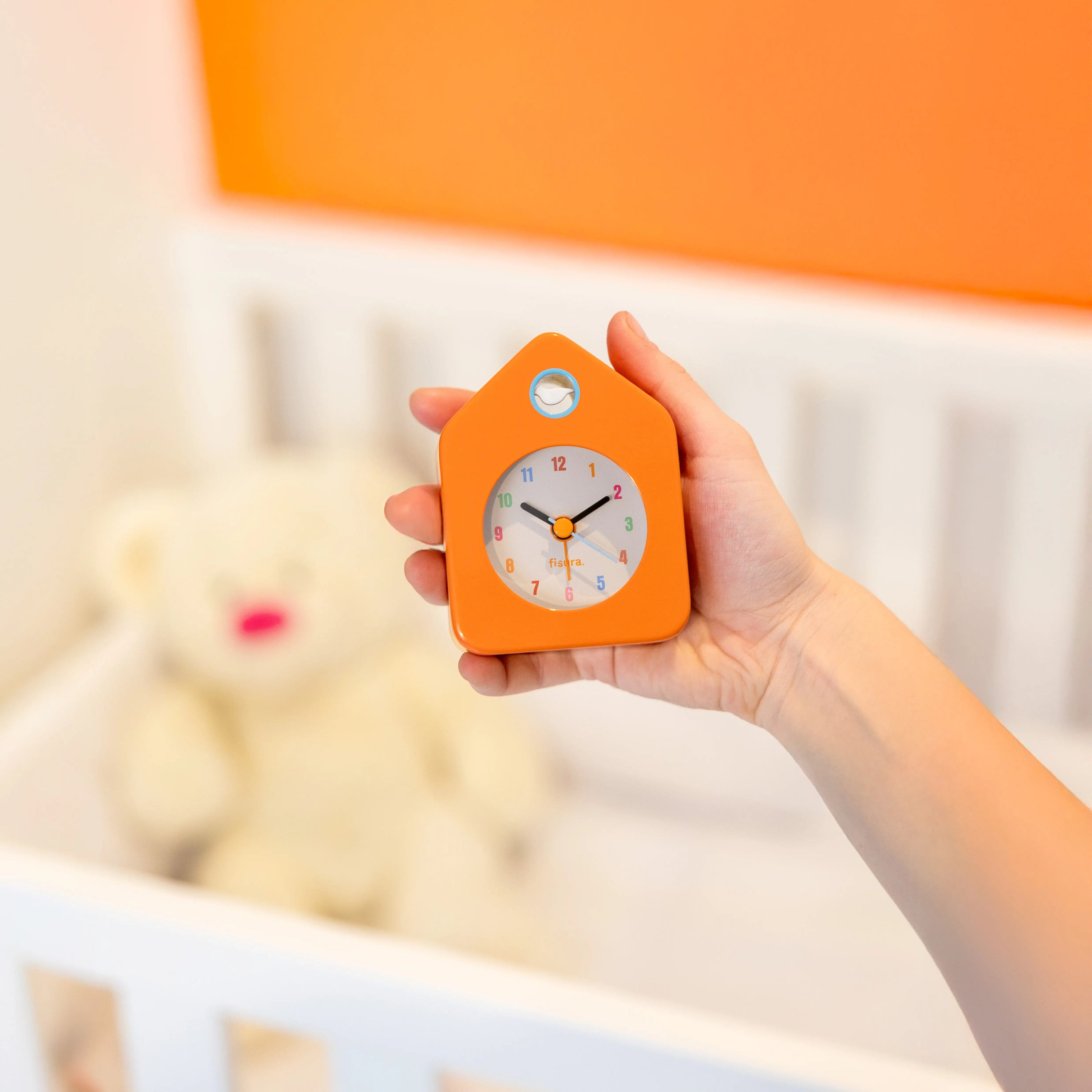 Reloj despertador casita mini naranja