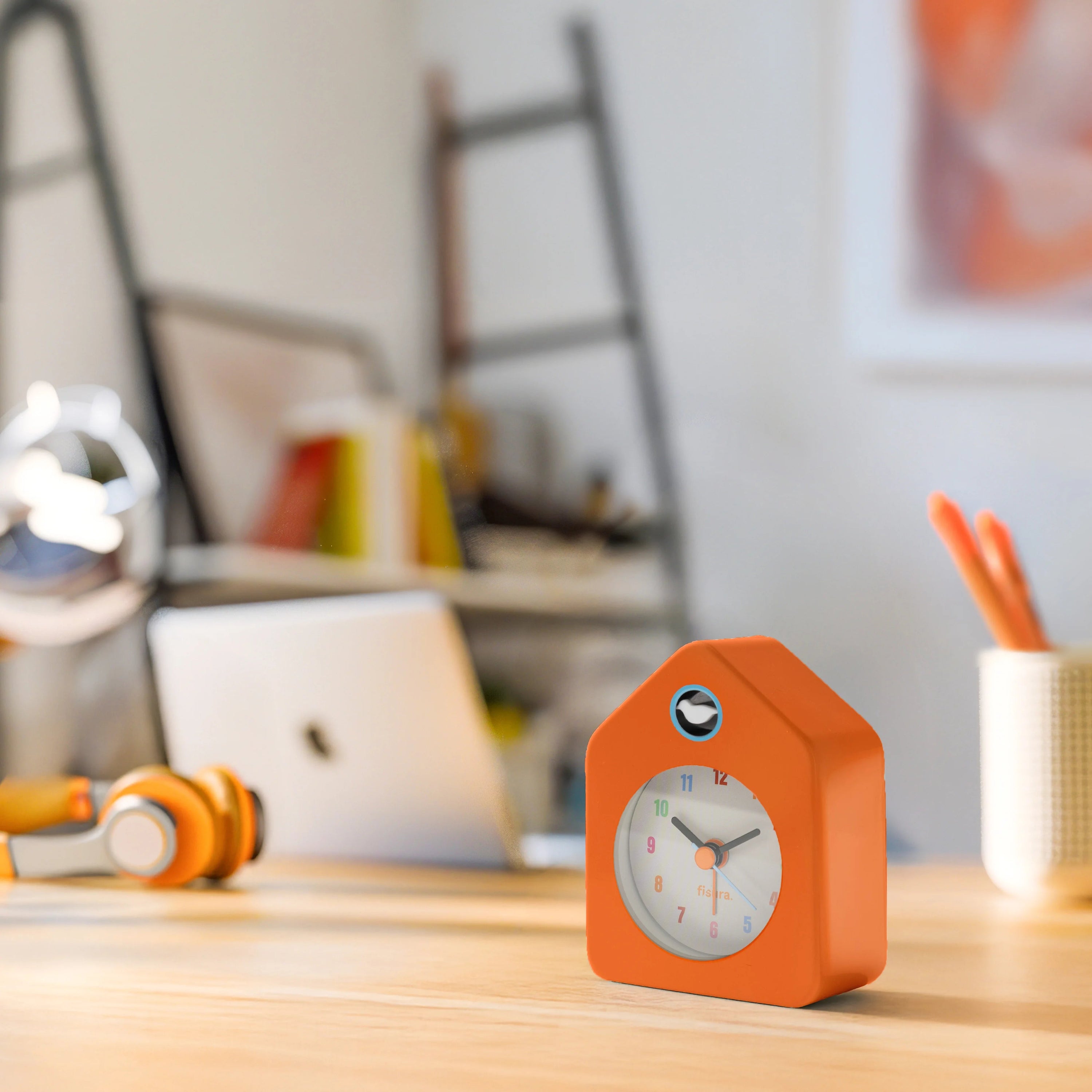 Reloj despertador casita mini naranja