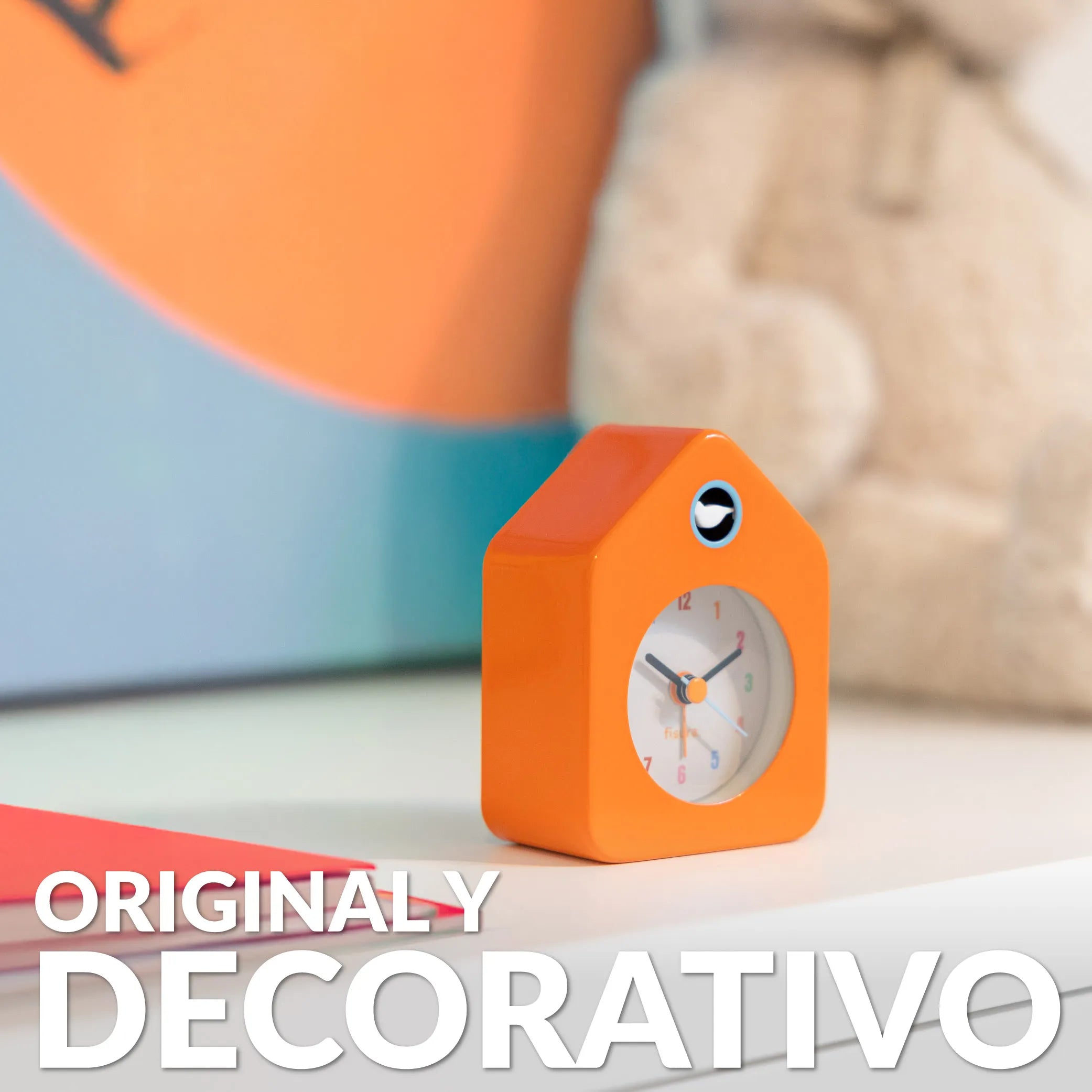 Reloj despertador casita mini naranja