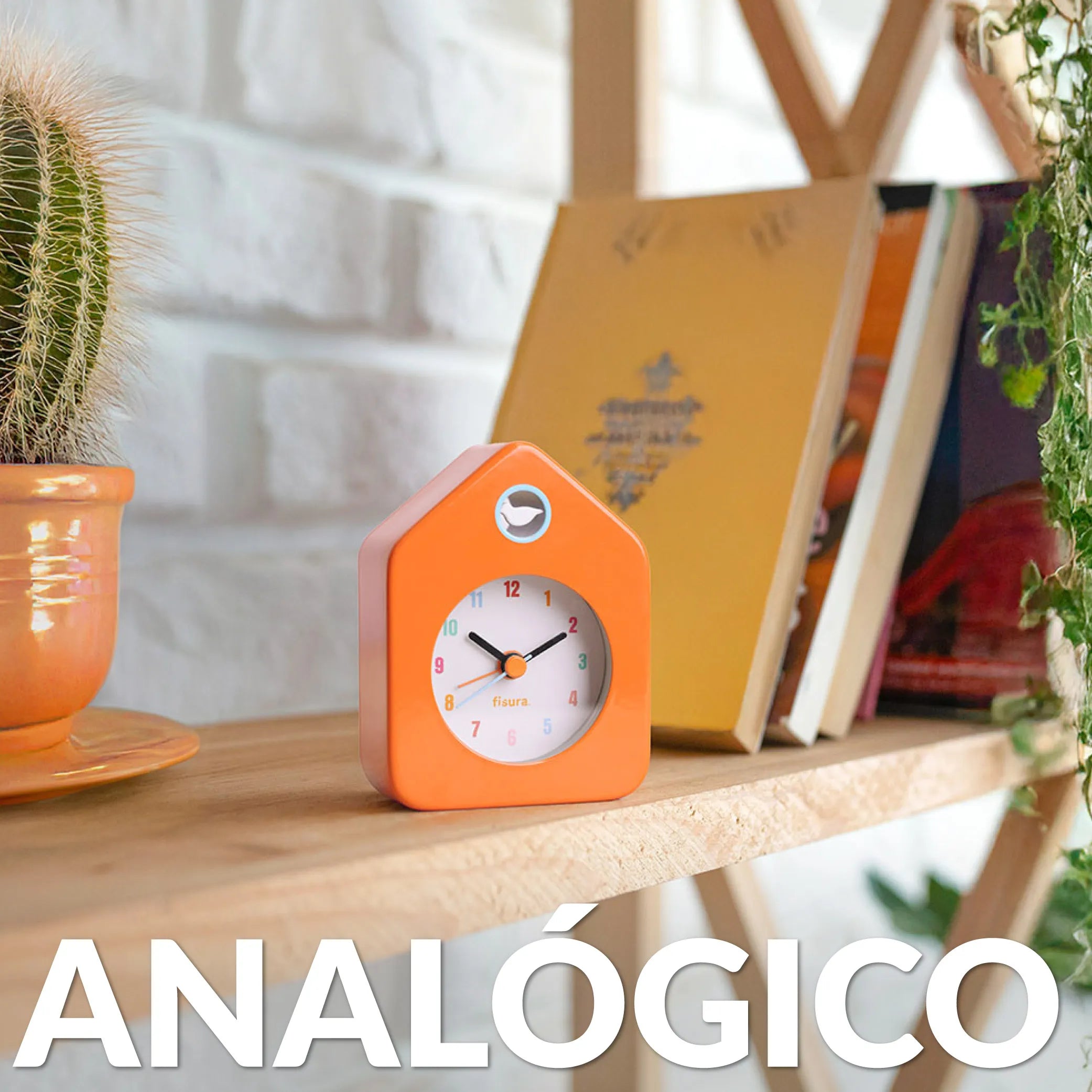 Reloj despertador casita mini naranja