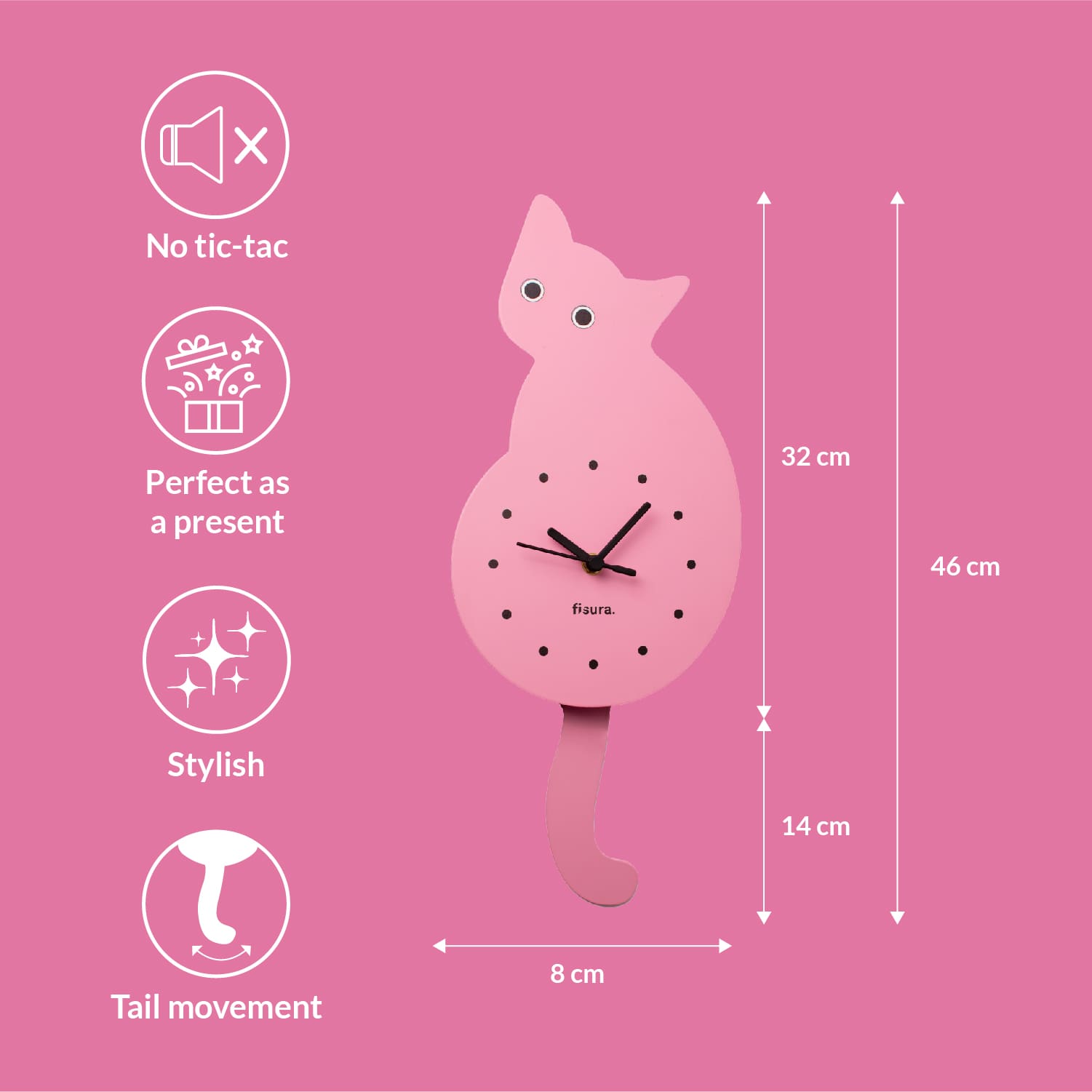 Reloj gato rosa