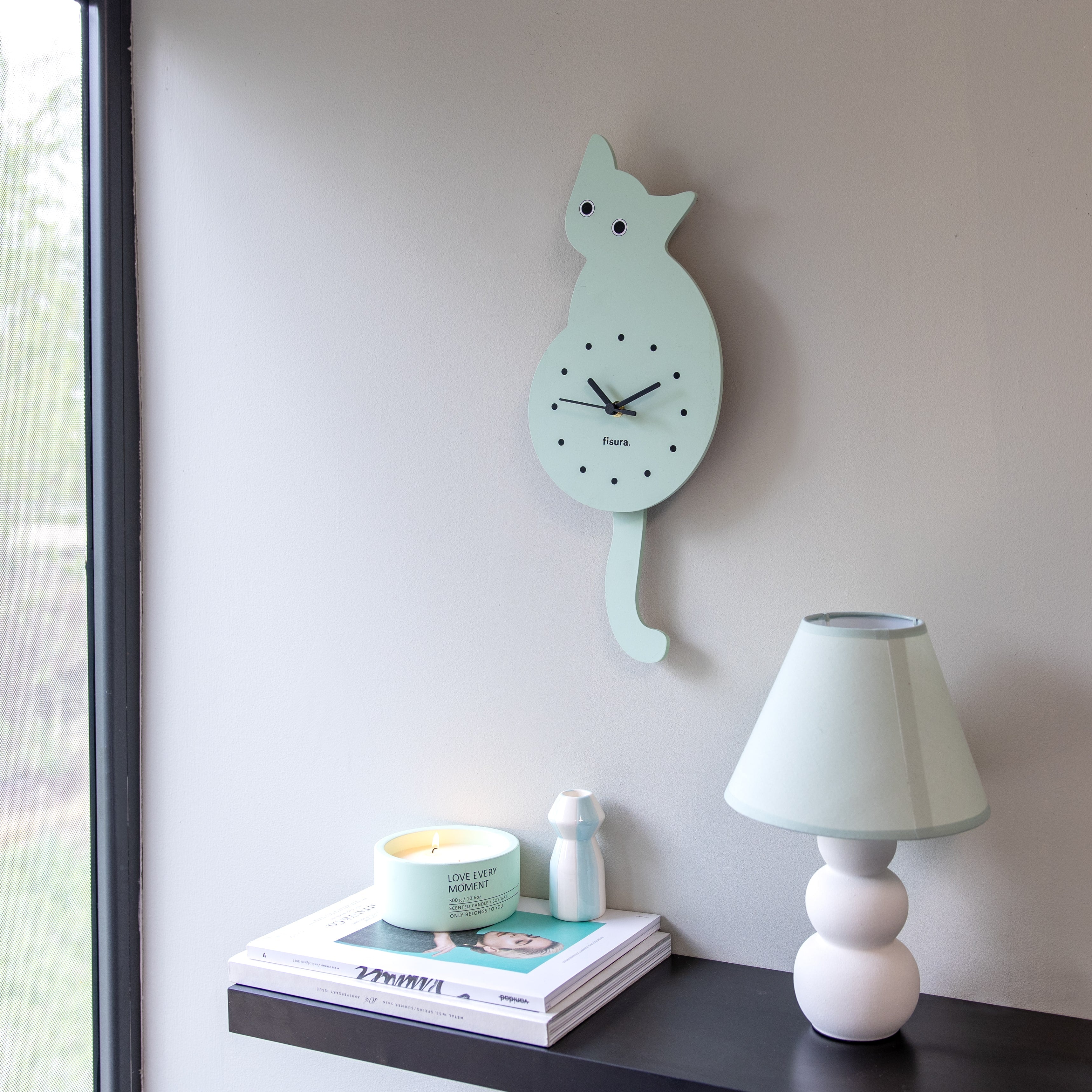 Reloj gato verde menta