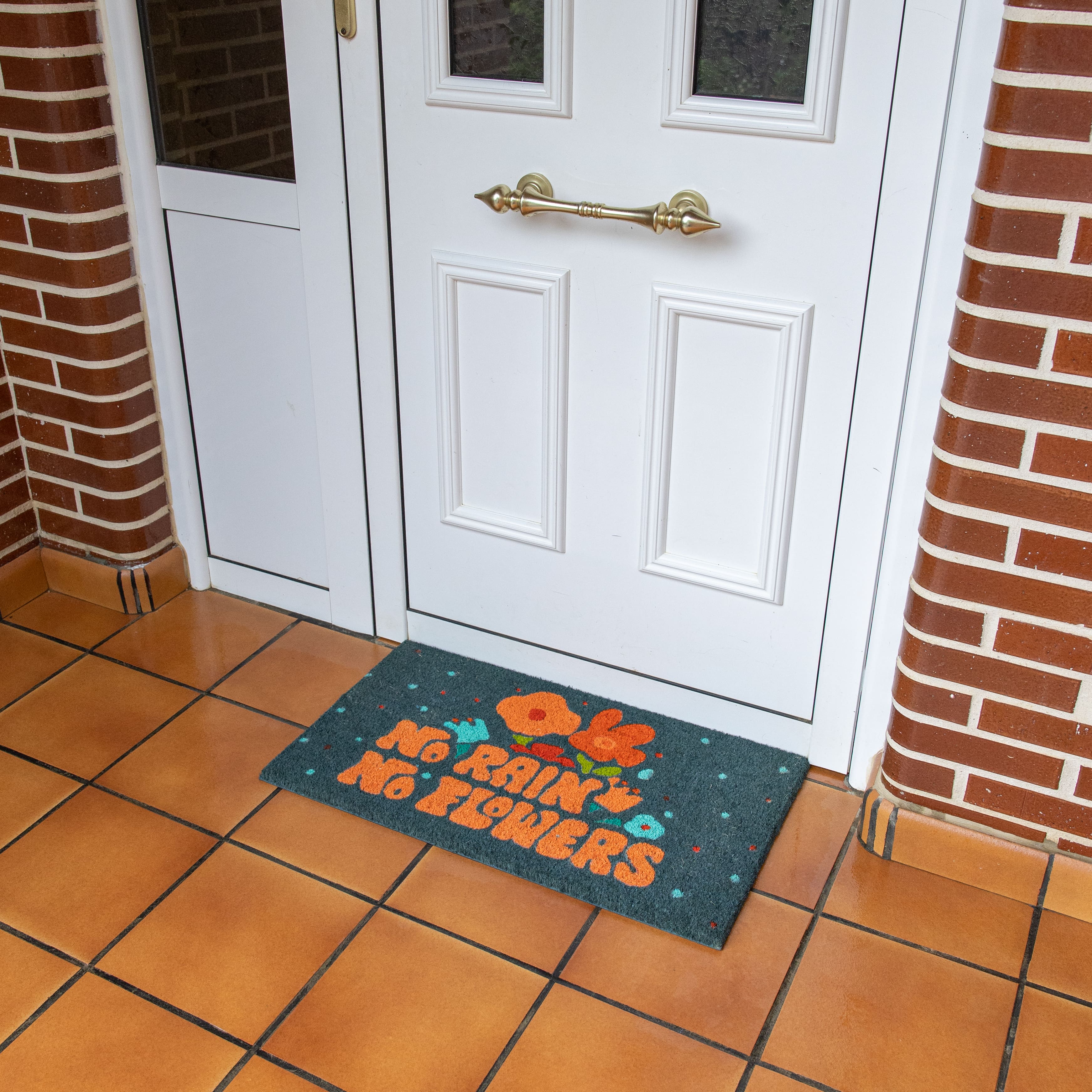 Felpudo "No rain no flowers"