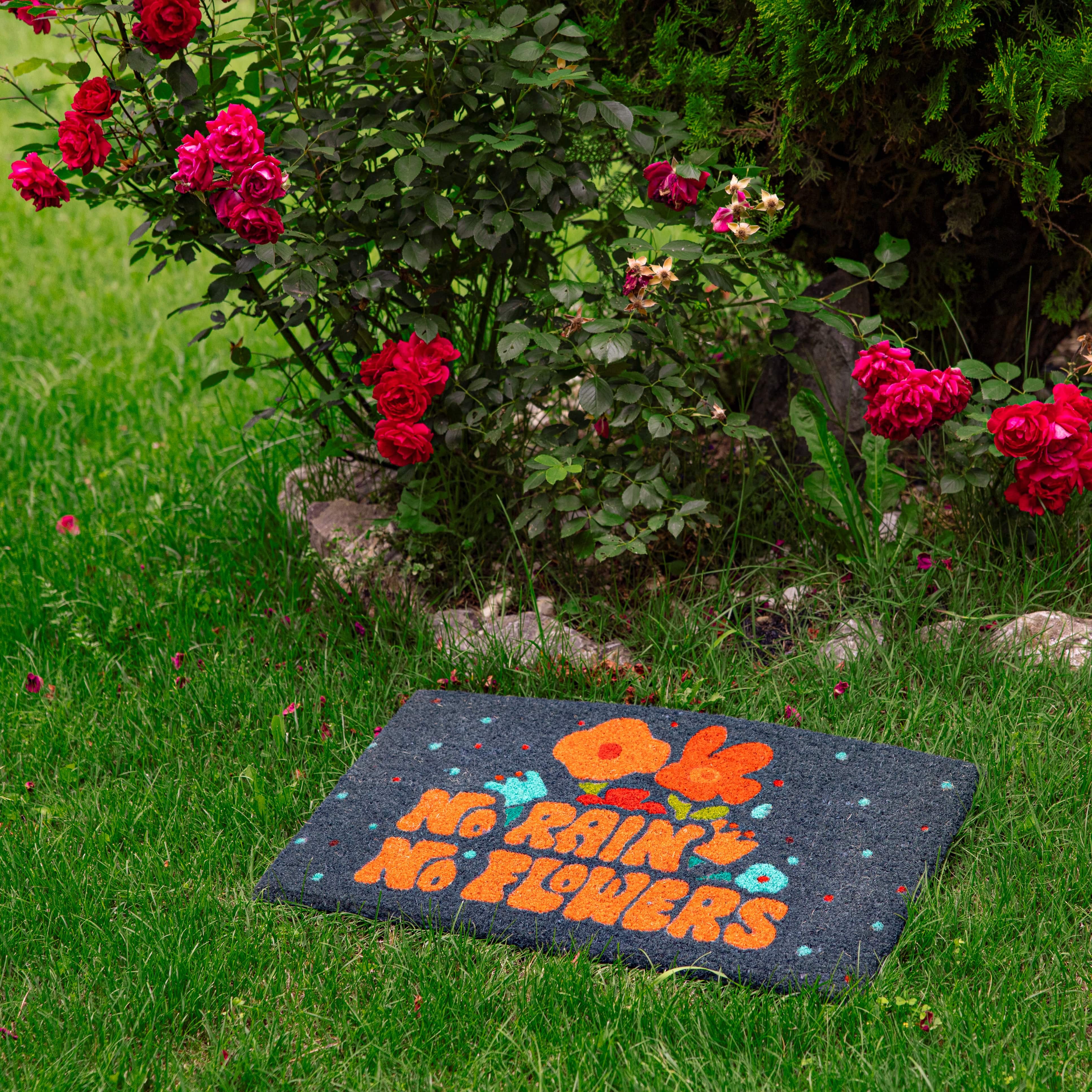 Felpudo "No rain no flowers"