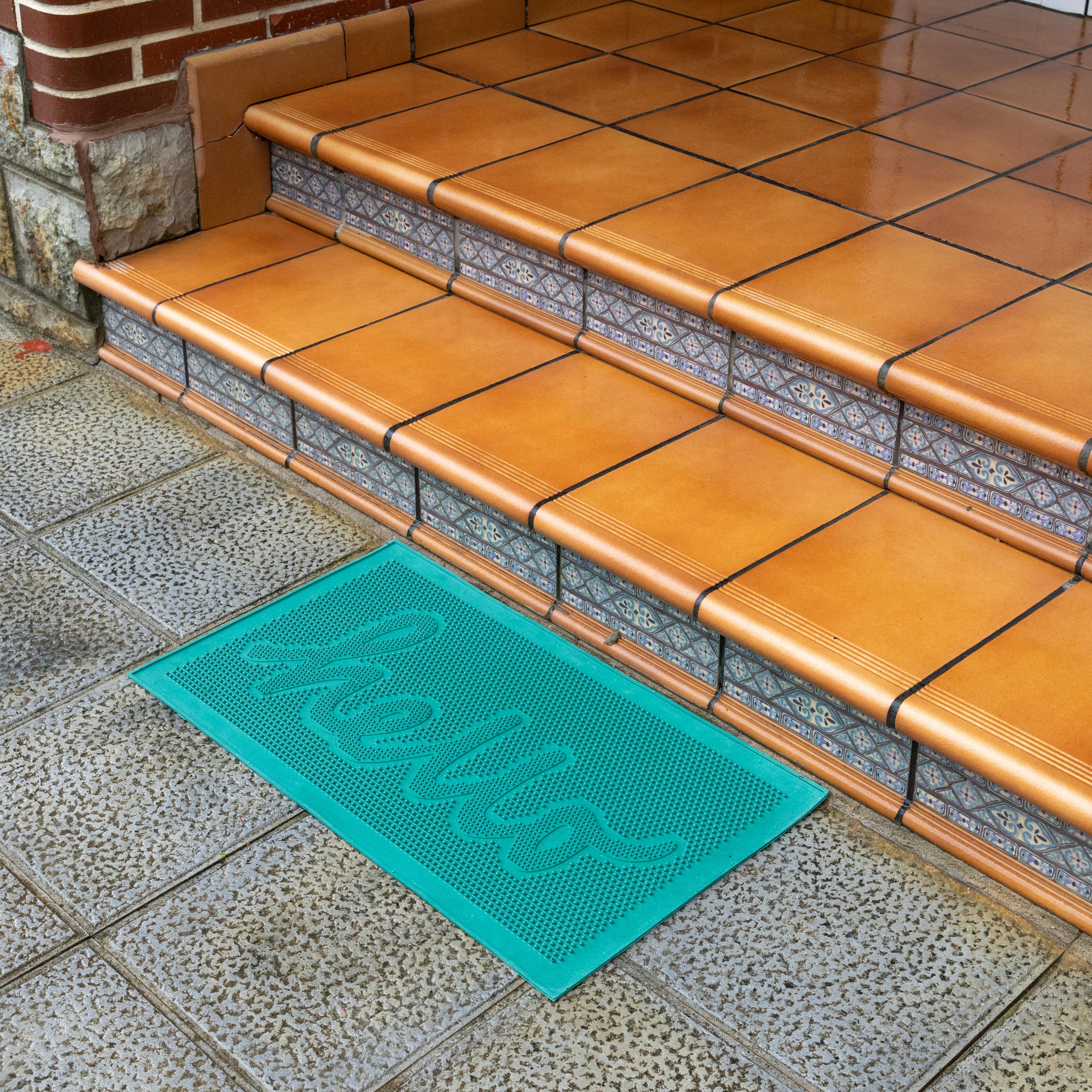 Felpudo de goma “Hello” verde